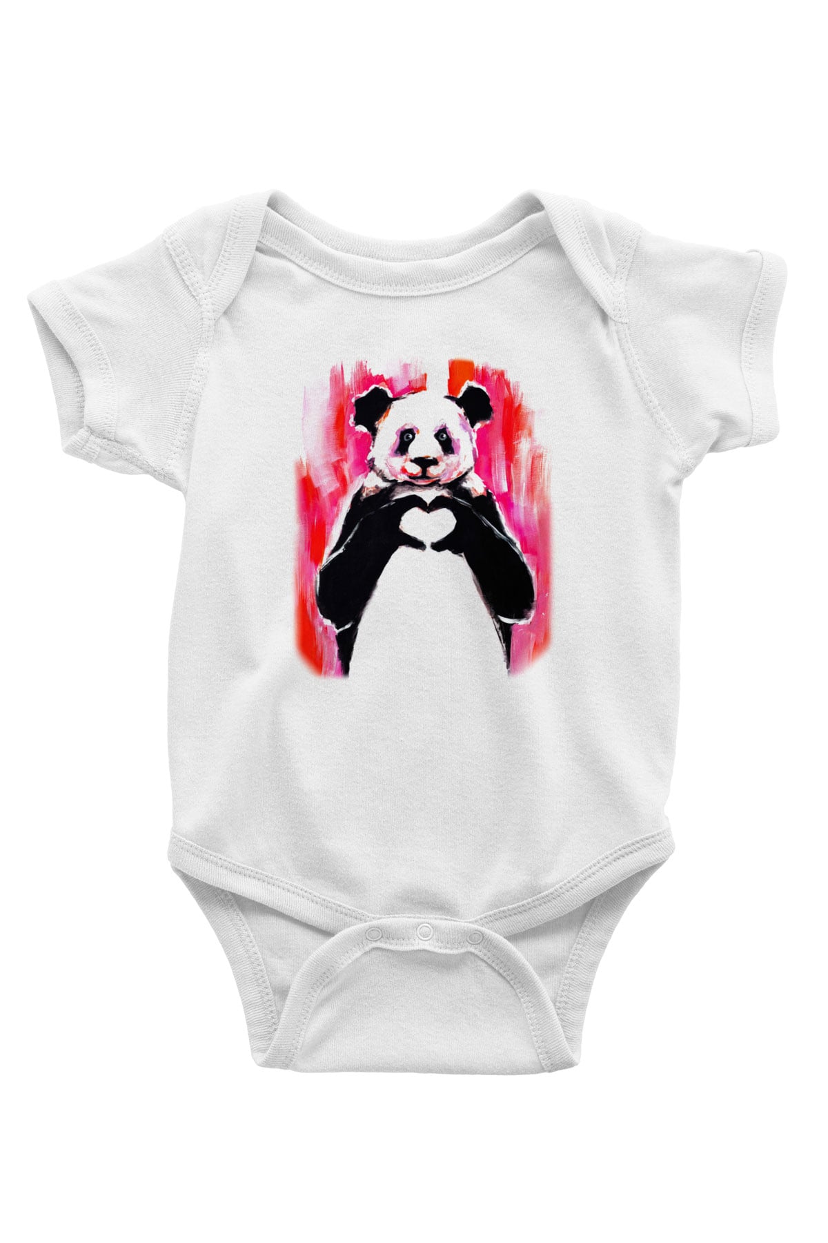 Panda Baskılı Beyaz Unisex Bebek Body - Zıbın