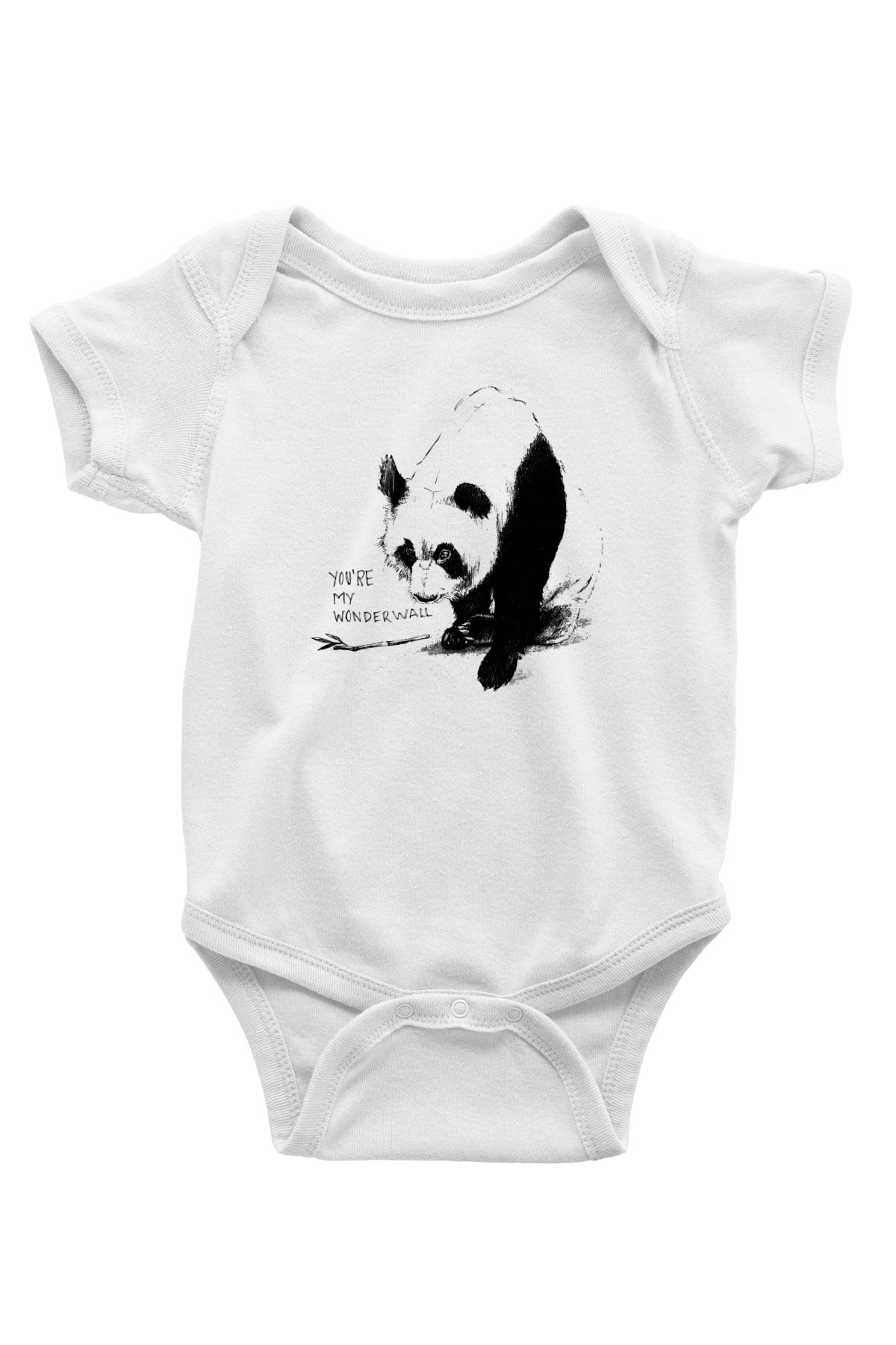 Panda Baskılı Beyaz Unisex Bebek Body - Zıbın