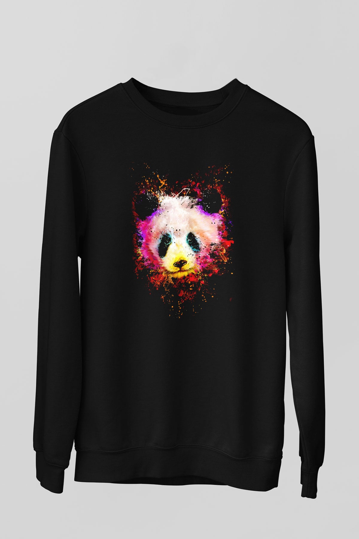 Panda Baskılı Unisex Siyah  Sweatshirt