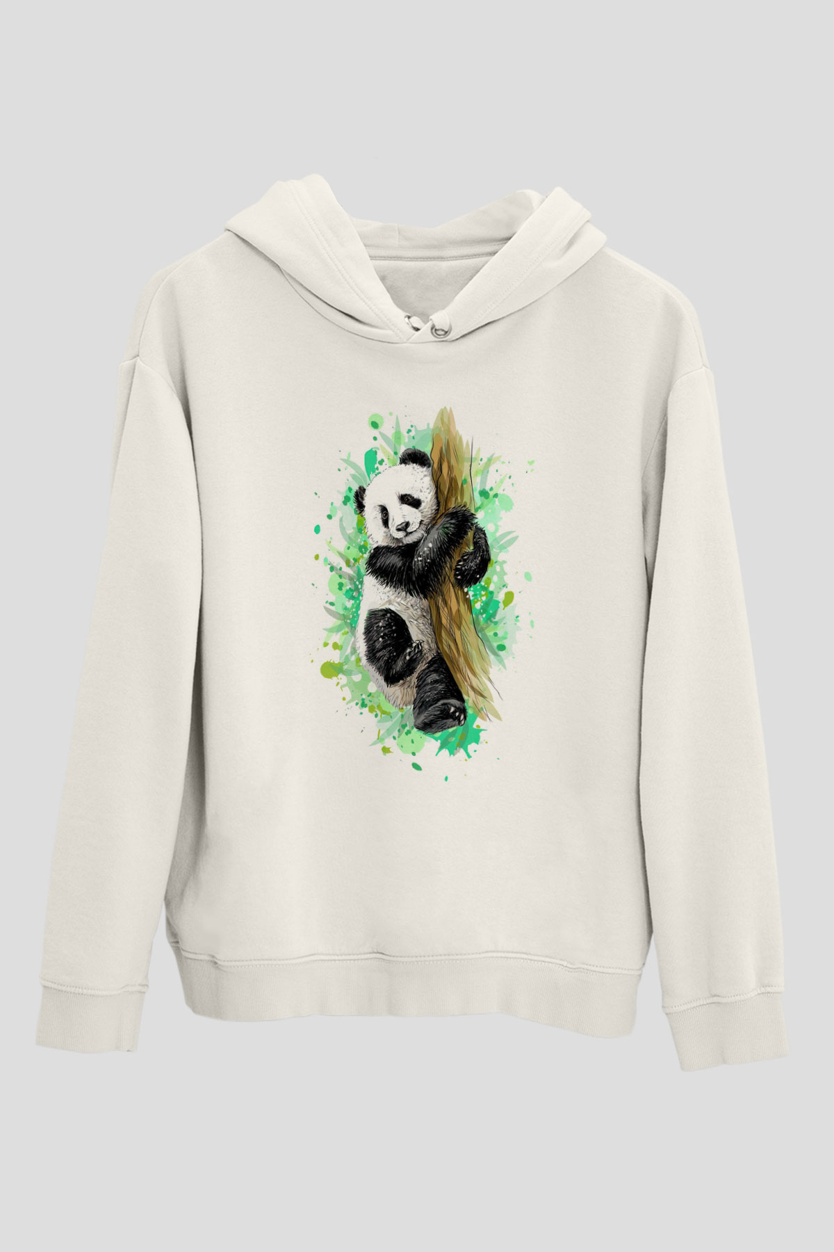 Panda Beyaz Unisex Hoodie