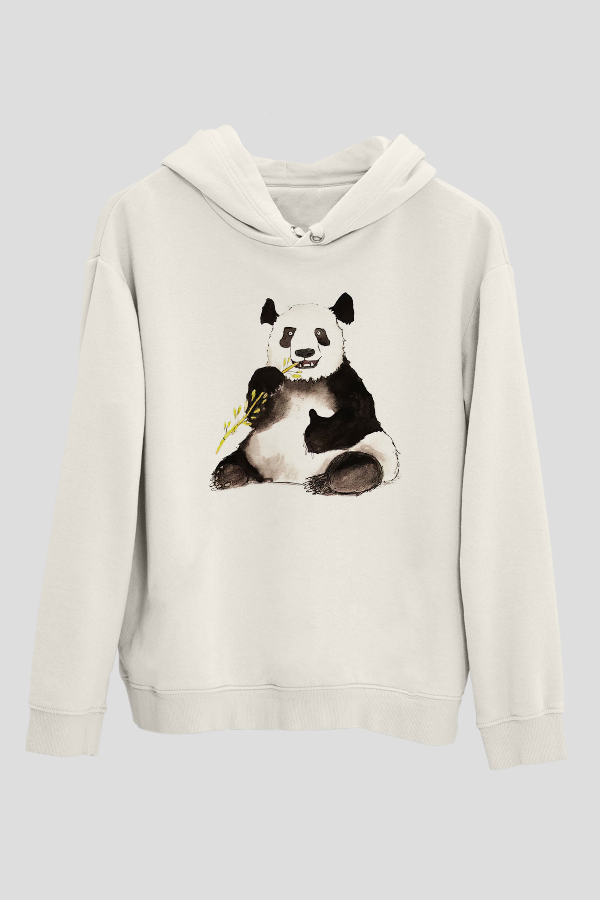 Panda Beyaz Unisex Kapşonlu Sweatshirt
