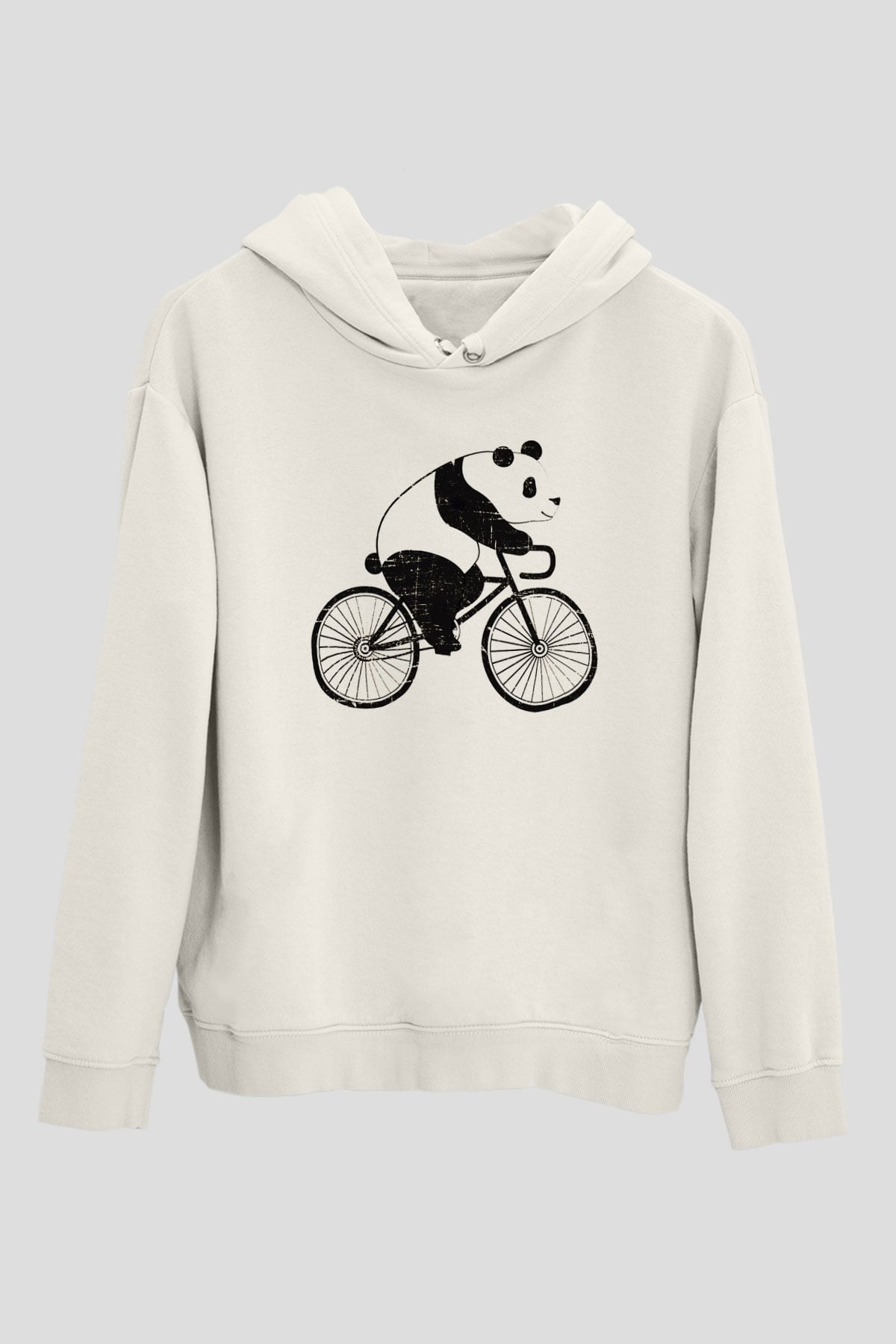 Panda Beyaz Unisex Kapşonlu Sweatshirt