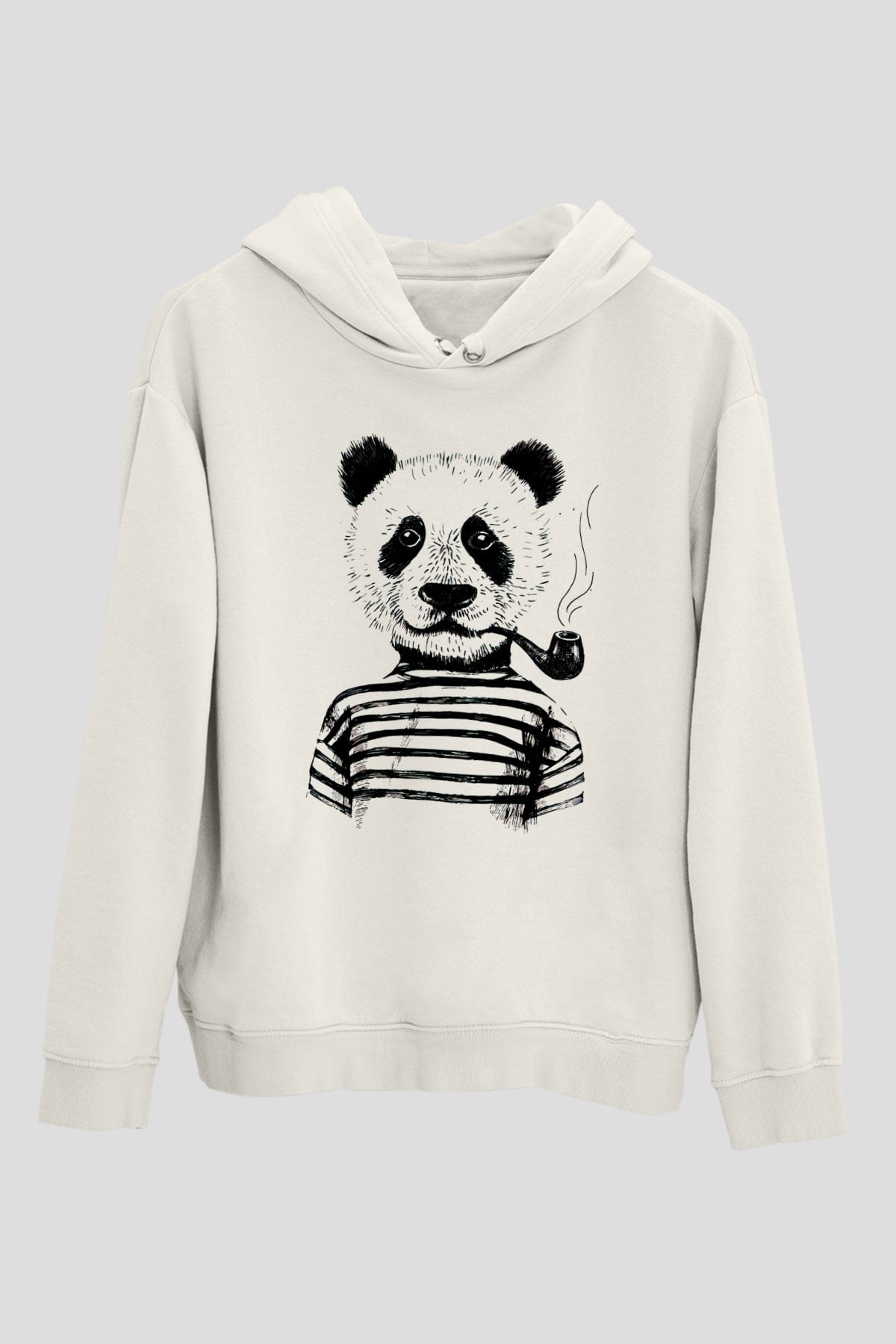 Panda Beyaz Unisex Kapşonlu Sweatshirt