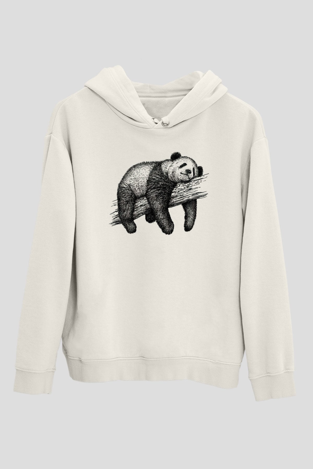 Panda Beyaz Unisex Kapşonlu Sweatshirt