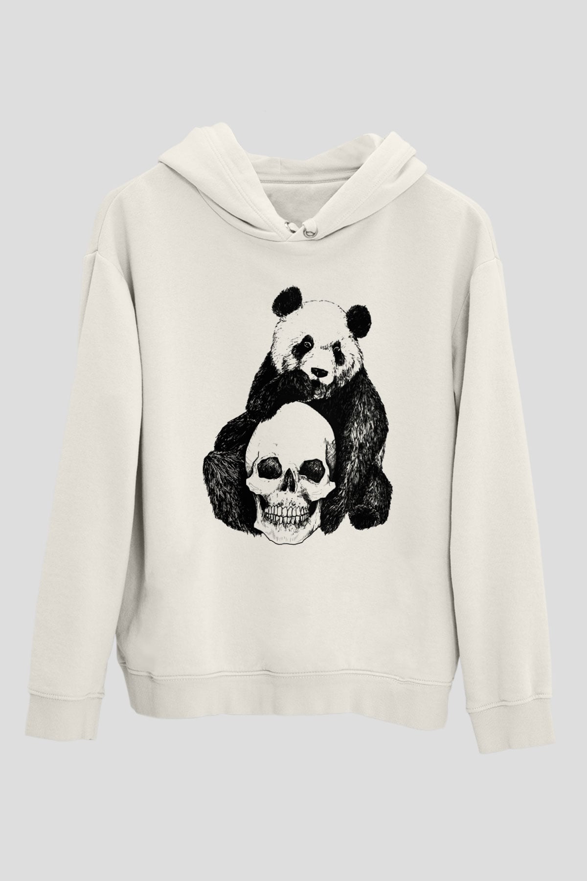 Panda Beyaz Unisex Kapşonlu Sweatshirt