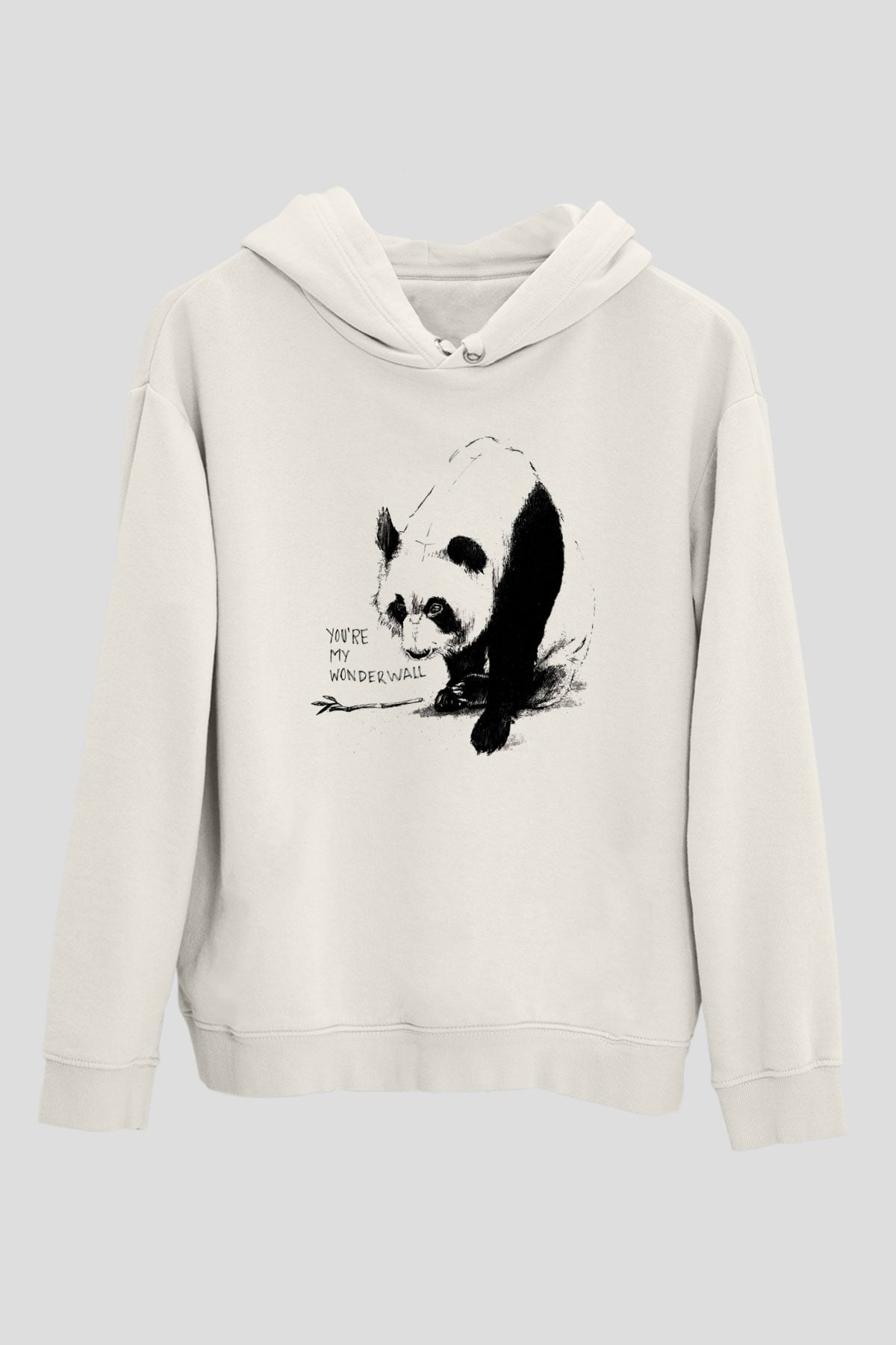 Panda Beyaz Unisex Kapşonlu Sweatshirt
