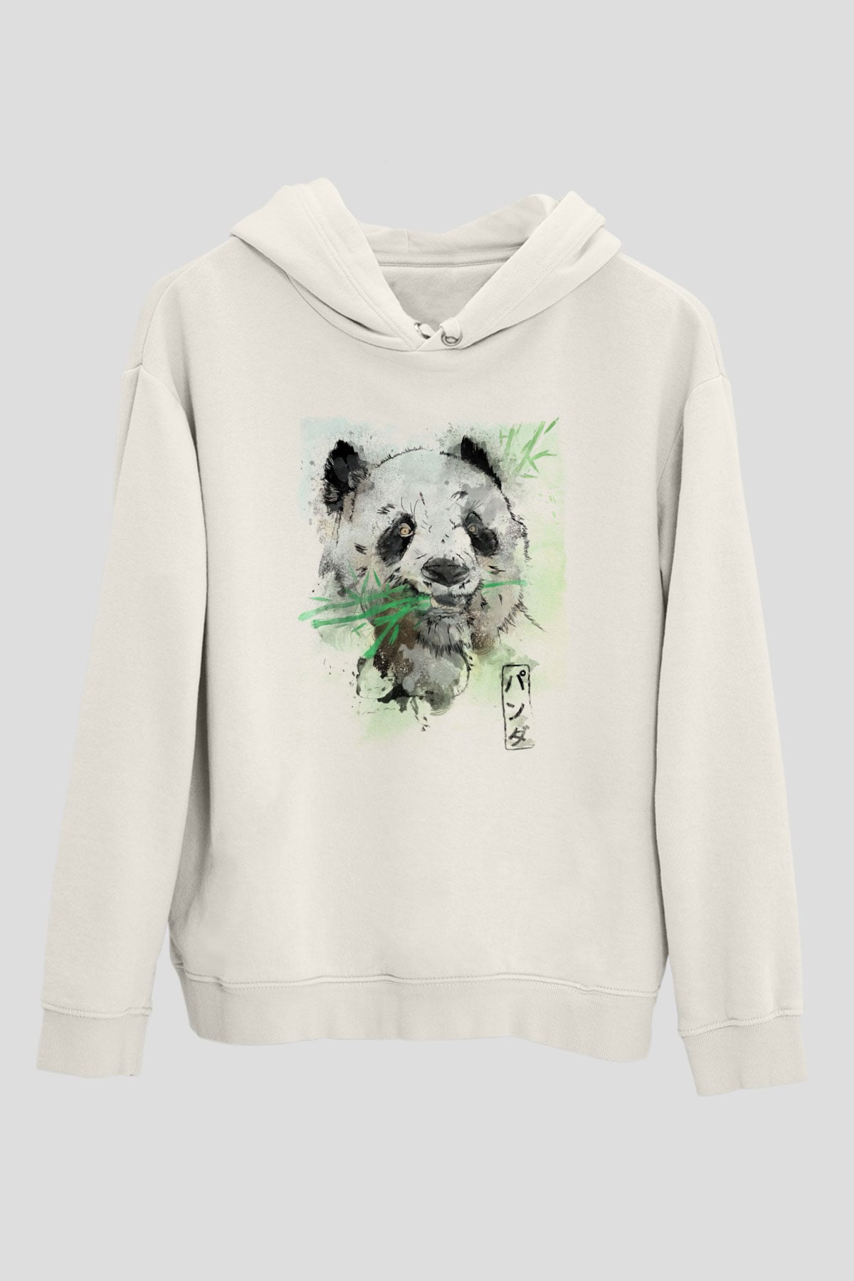 Panda Beyaz Unisex Kapüşonlu Sweatshirt
