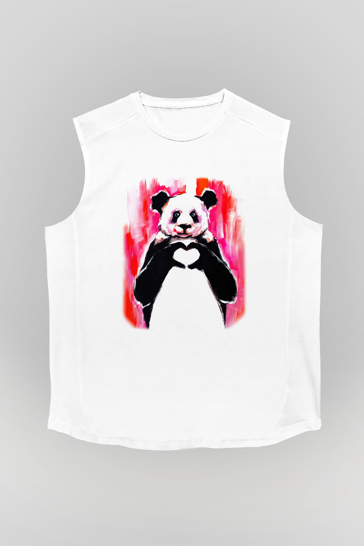 Panda Beyaz Unisex Kolsuz Tişört