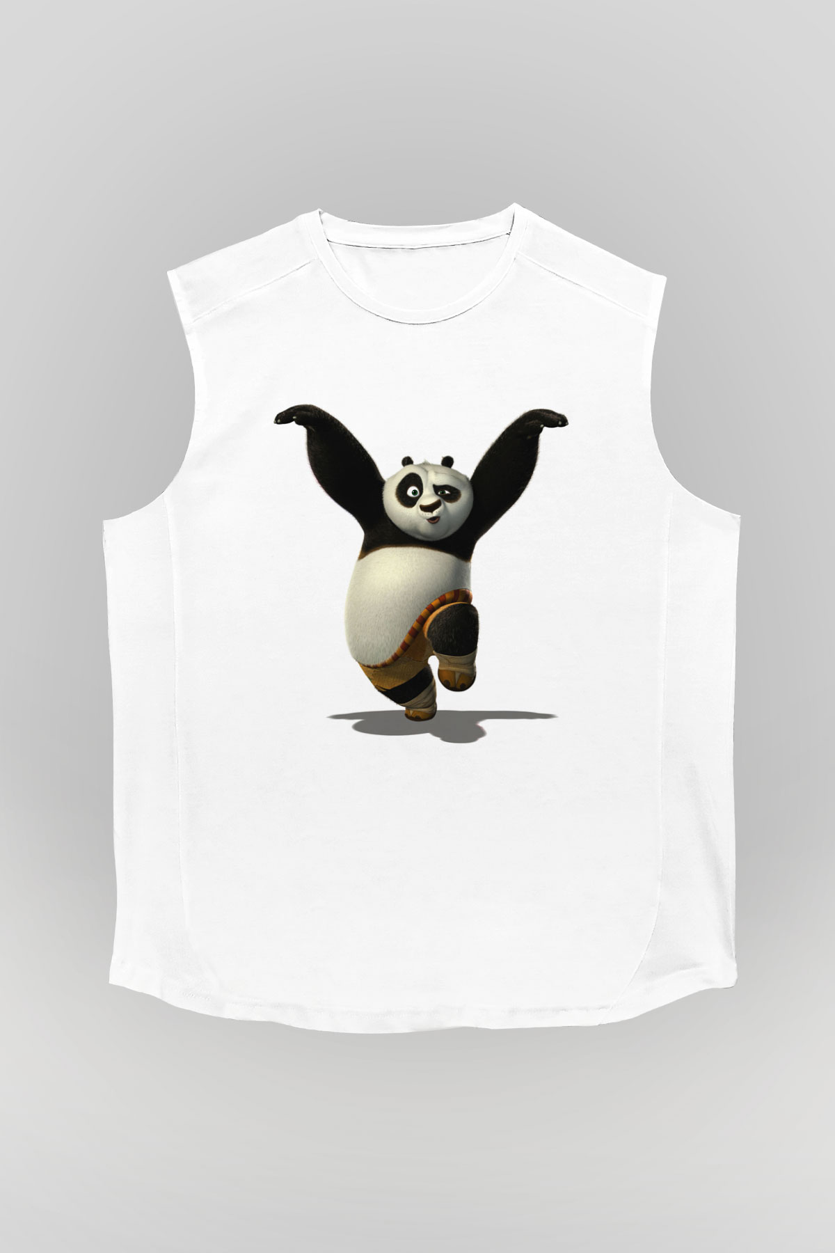 Panda Beyaz Unisex Kolsuz Tişört