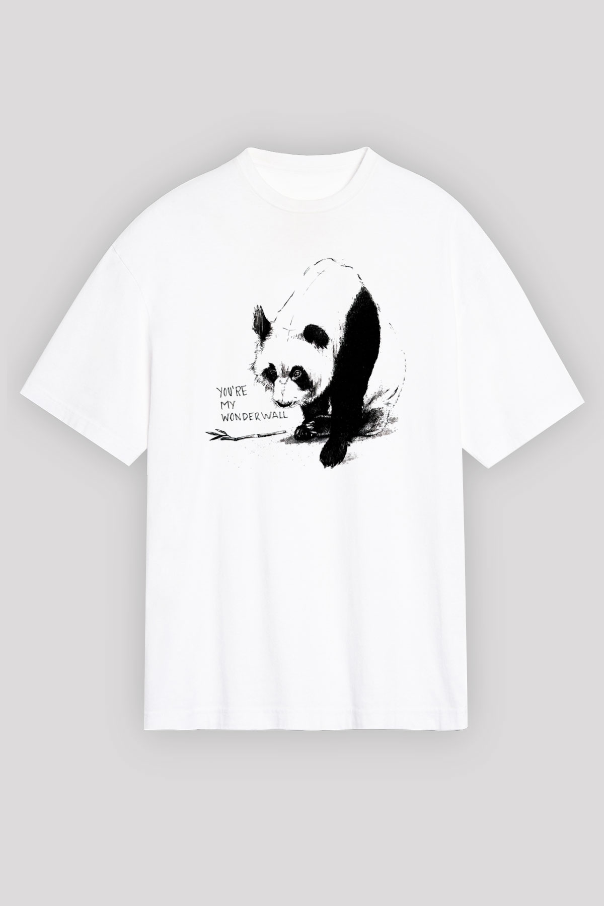 Panda Beyaz Unisex Oversize Tişört T-Shirt