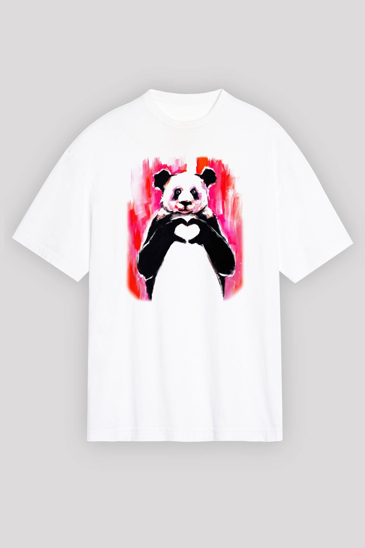 Panda Beyaz Unisex Oversize Tişört T-Shirt