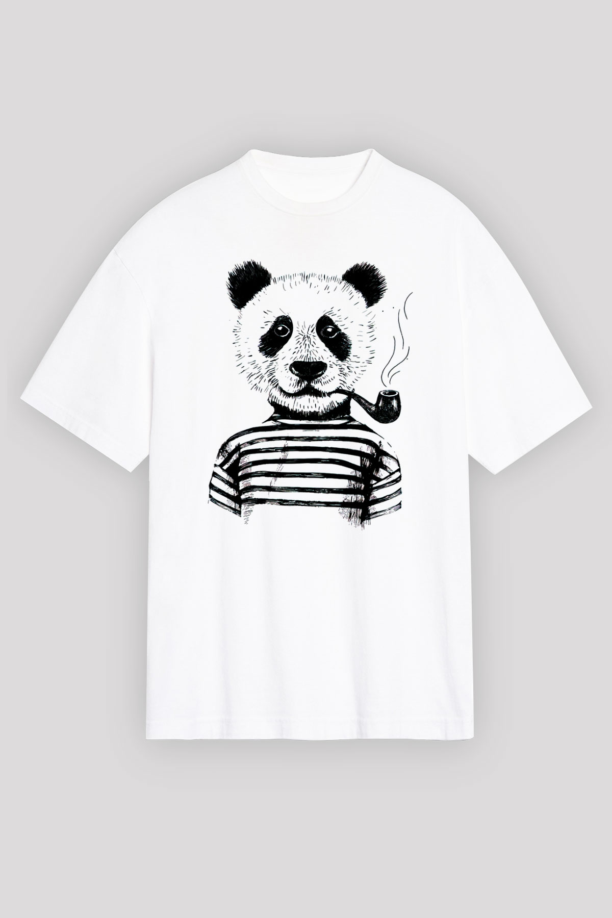 Panda Beyaz Unisex Oversize Tişört T-Shirt
