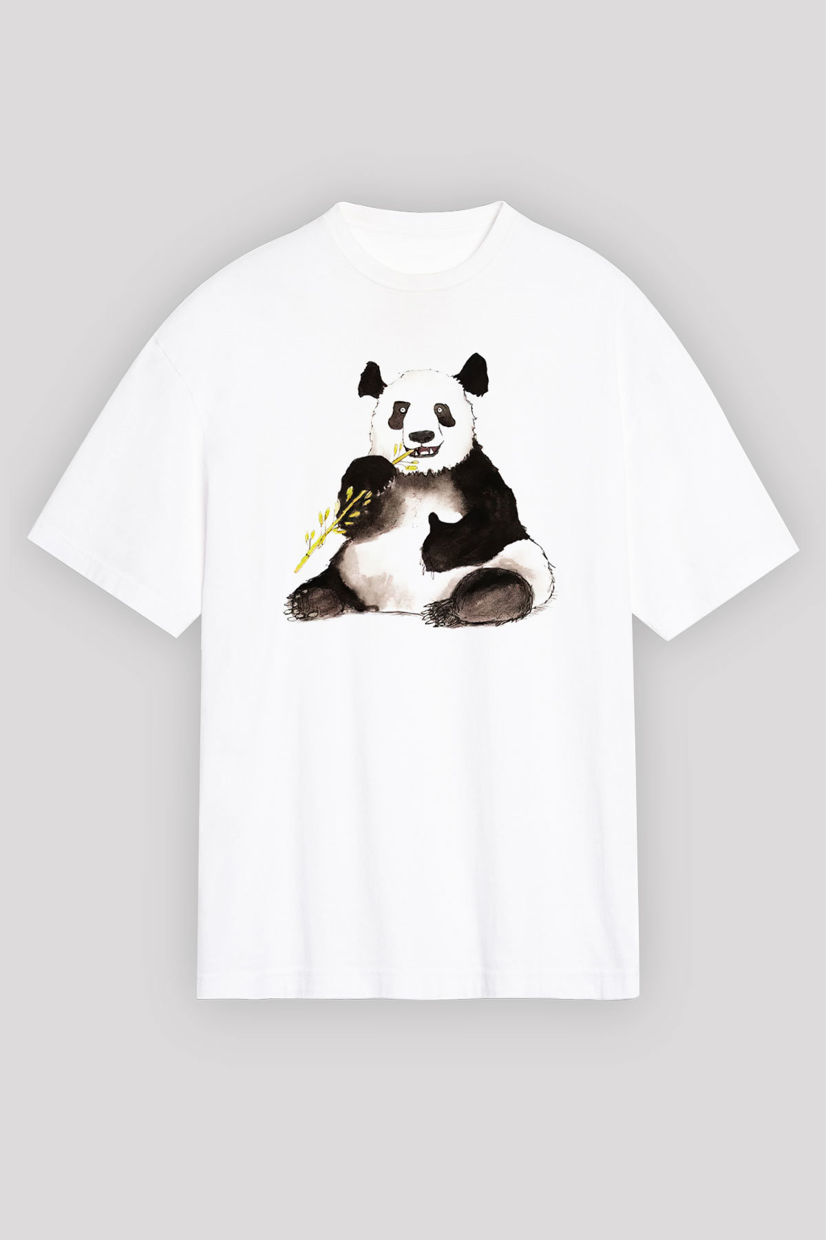 Panda Beyaz Unisex Oversize Tişört T-Shirt