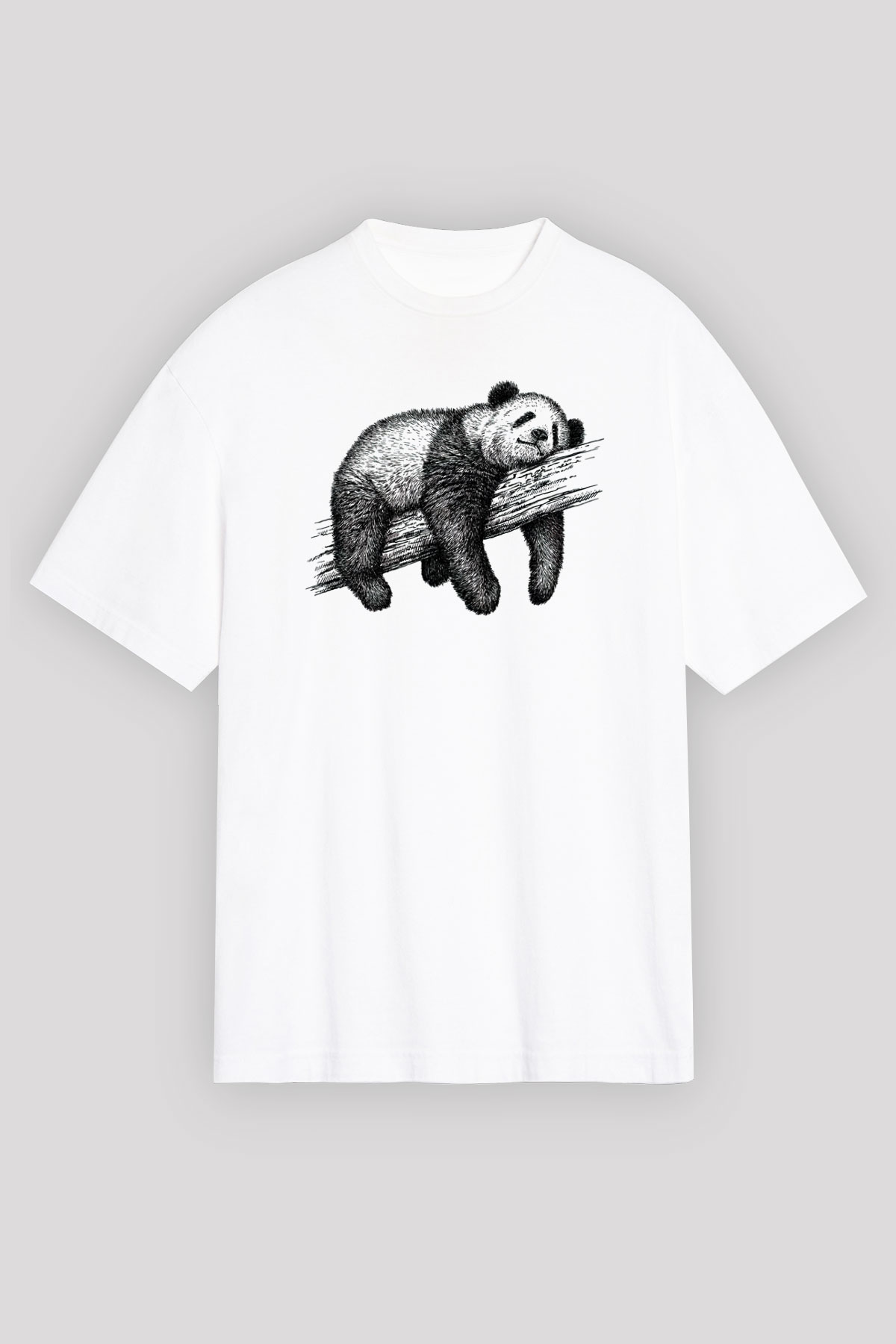 Panda Beyaz Unisex Oversize Tişört T-Shirt