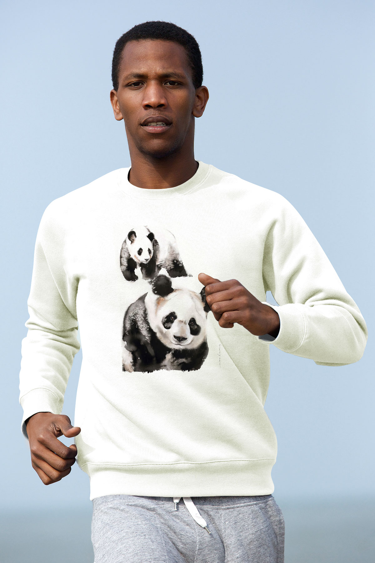 Panda Beyaz Unisex Sweatshirt