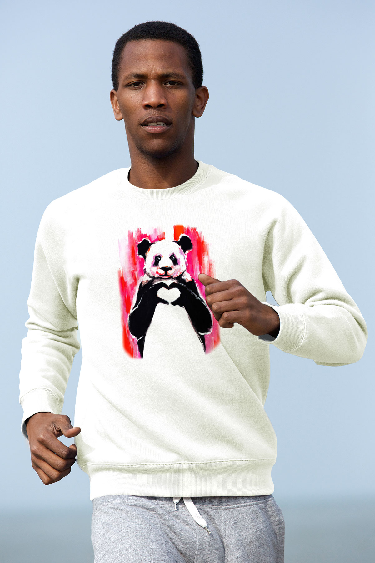 Panda Beyaz Unisex Sweatshirt