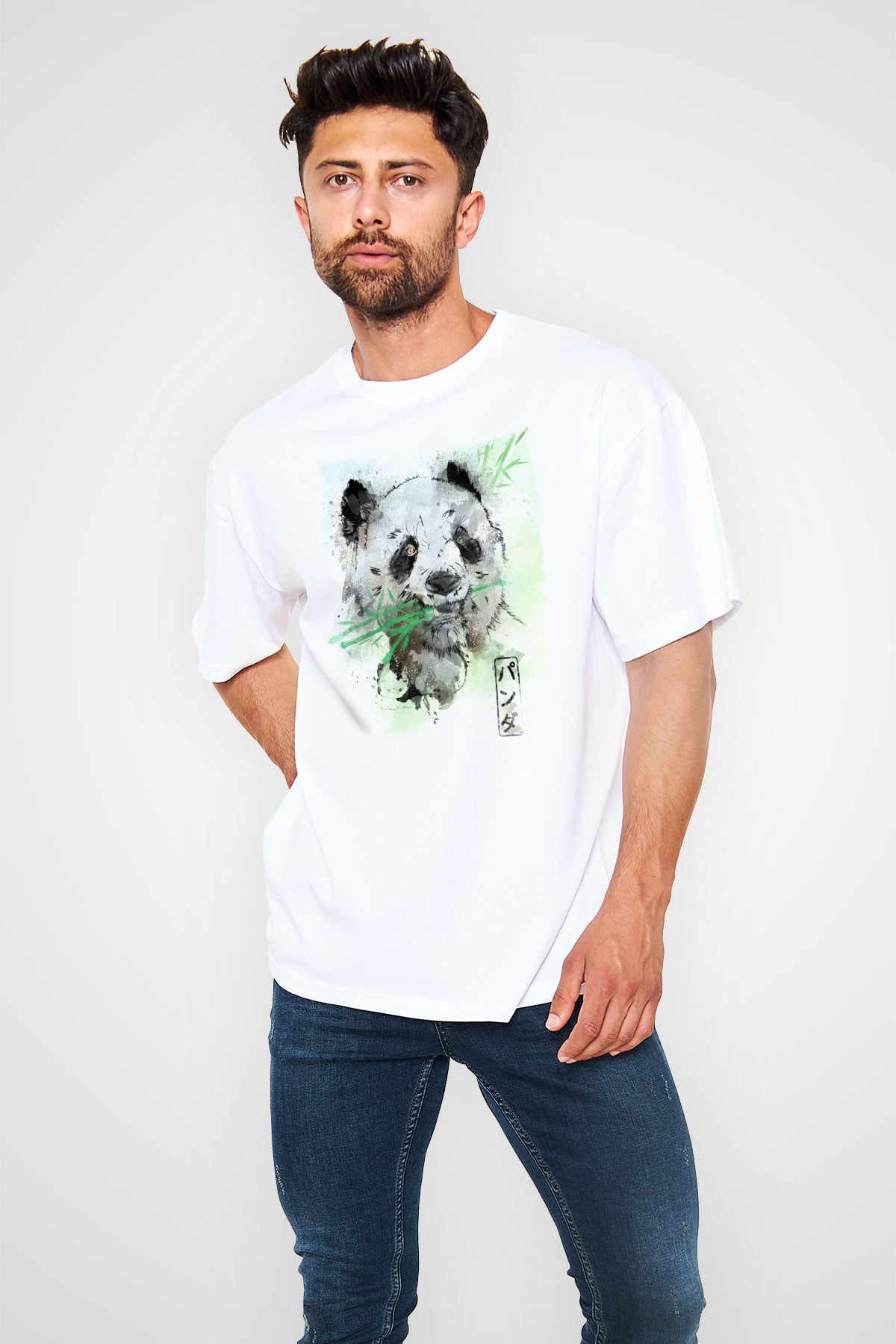 Panda Beyaz Unisex Tişört T-Shirt - TişörtFabrikası