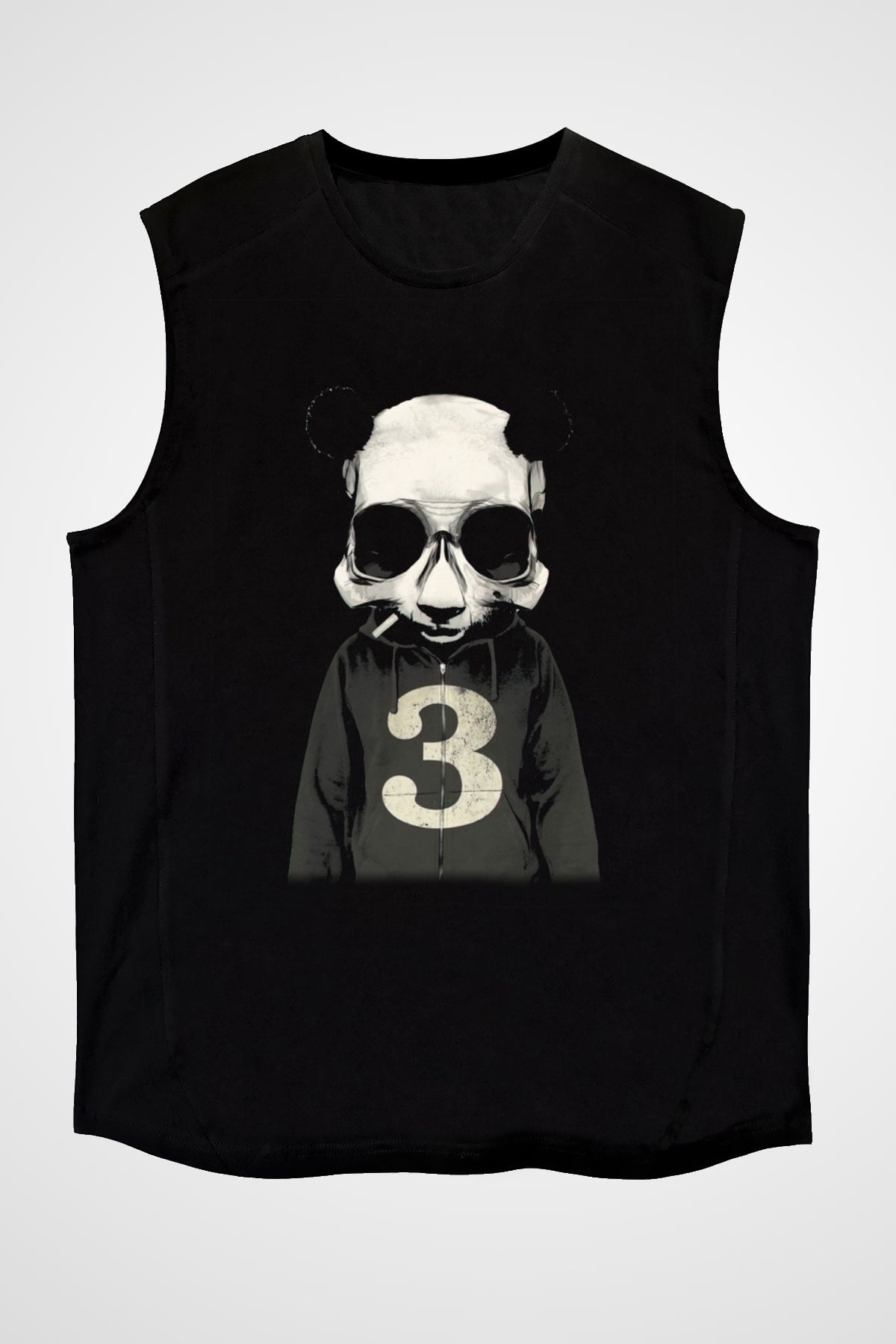 Panda Siyah Unisex Kolsuz Tişört