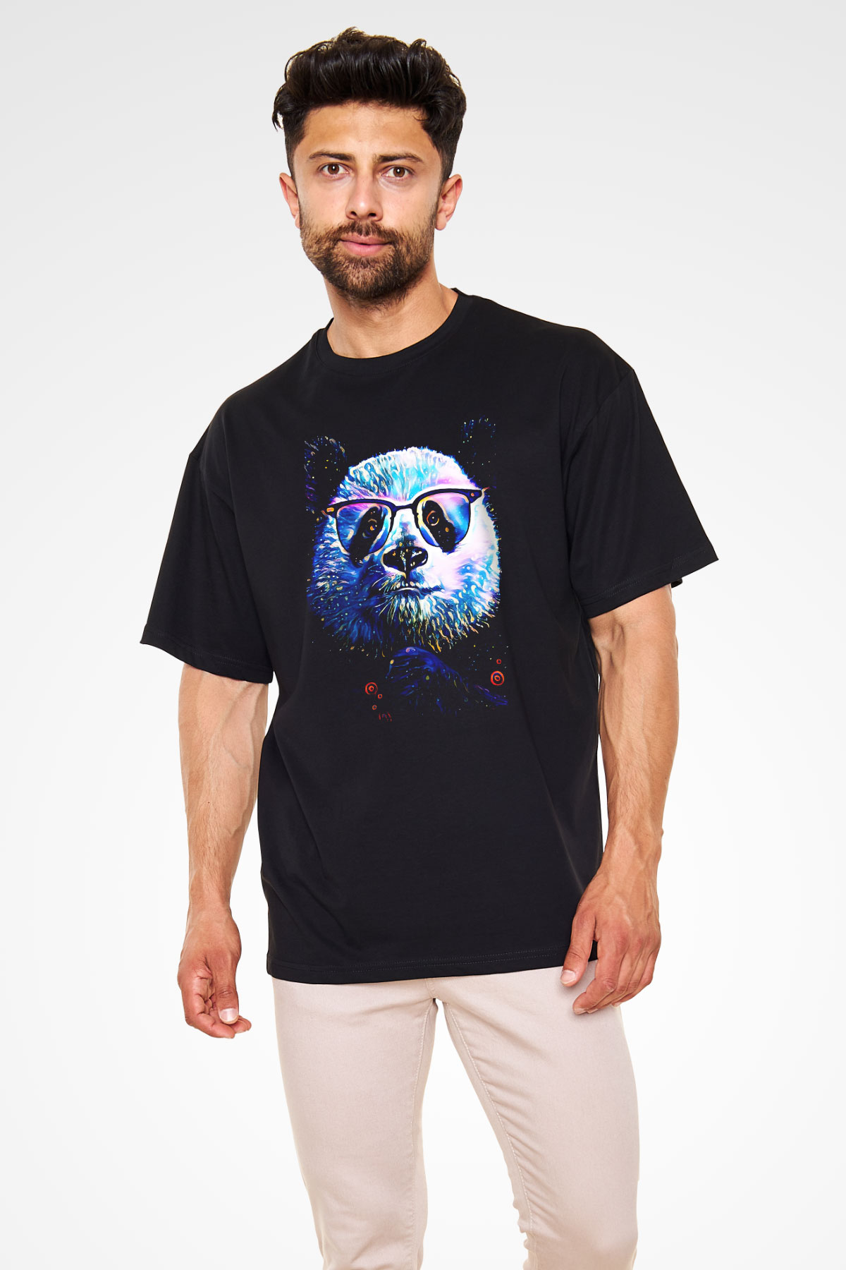 Panda Siyah Unisex Tişört T-Shirt - TişörtFabrikası