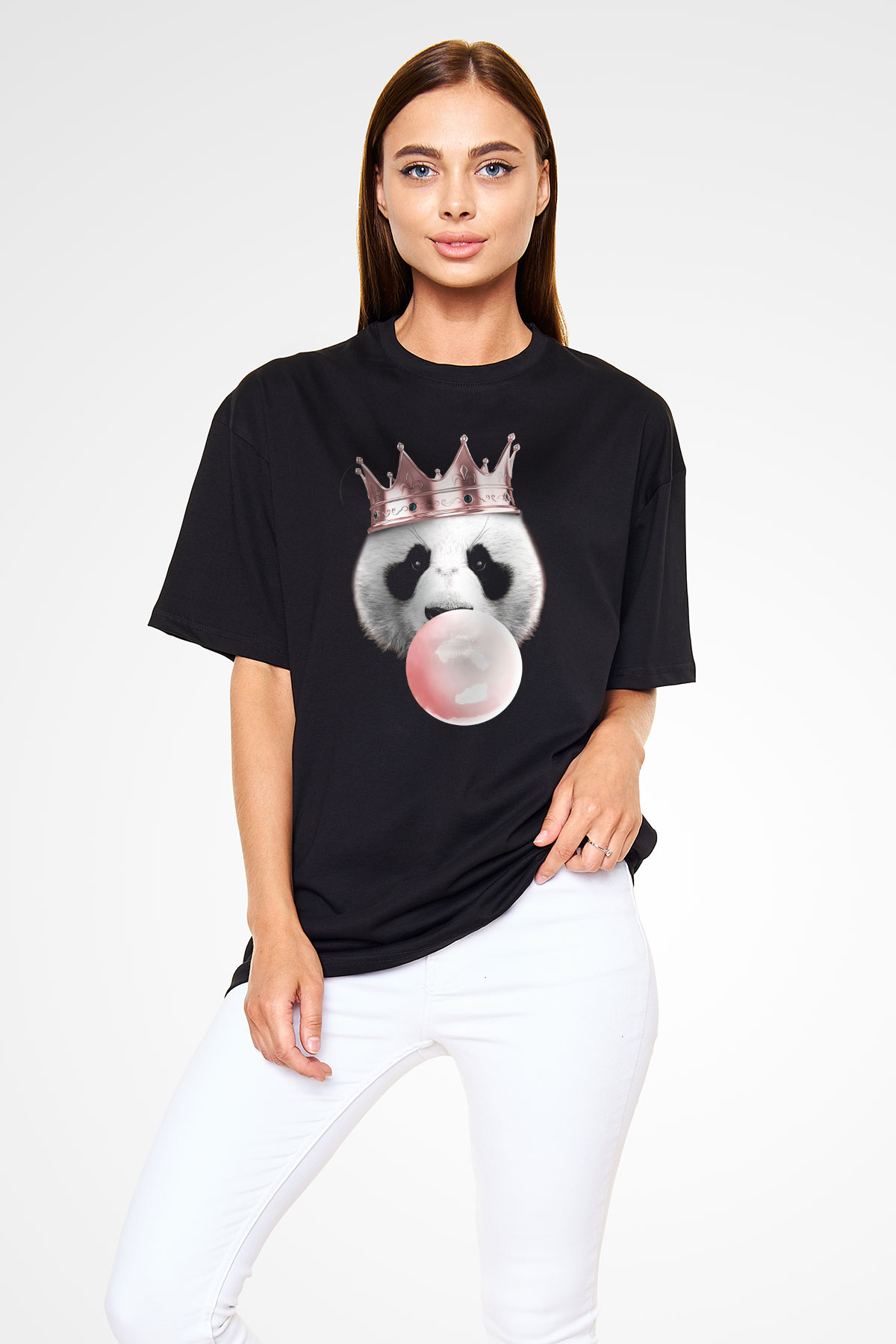 Panda Siyah Unisex Tişört T-Shirt - TişörtFabrikası
