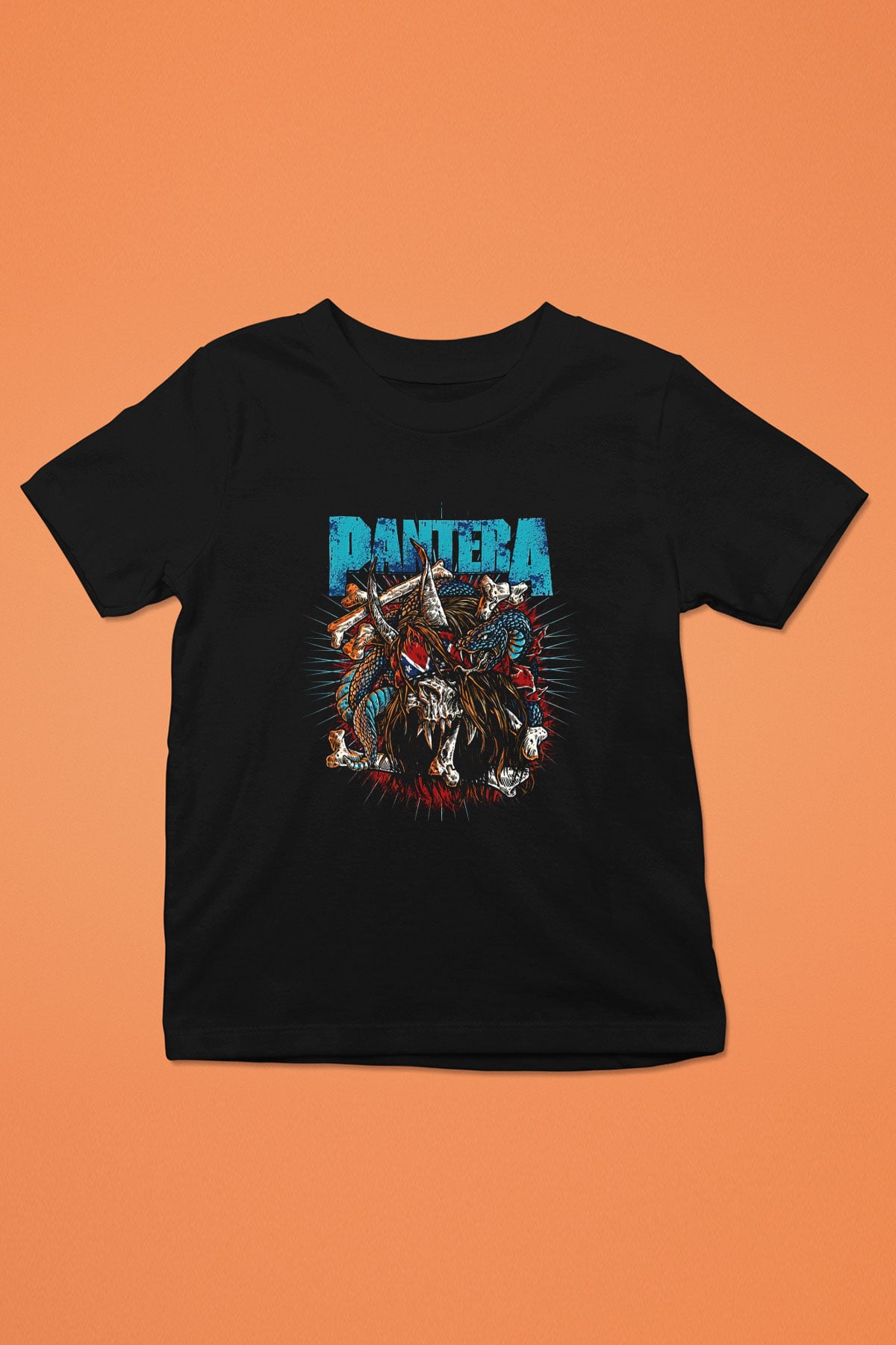 Pantera Baskılı Siyah Unisex Çocuk Tişört
