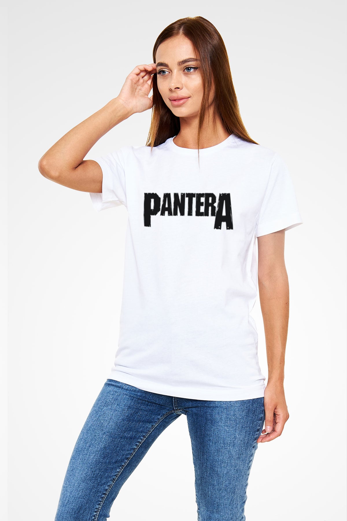 Pantera Beyaz Unisex Tişört T-Shirt - TişörtFabrikası