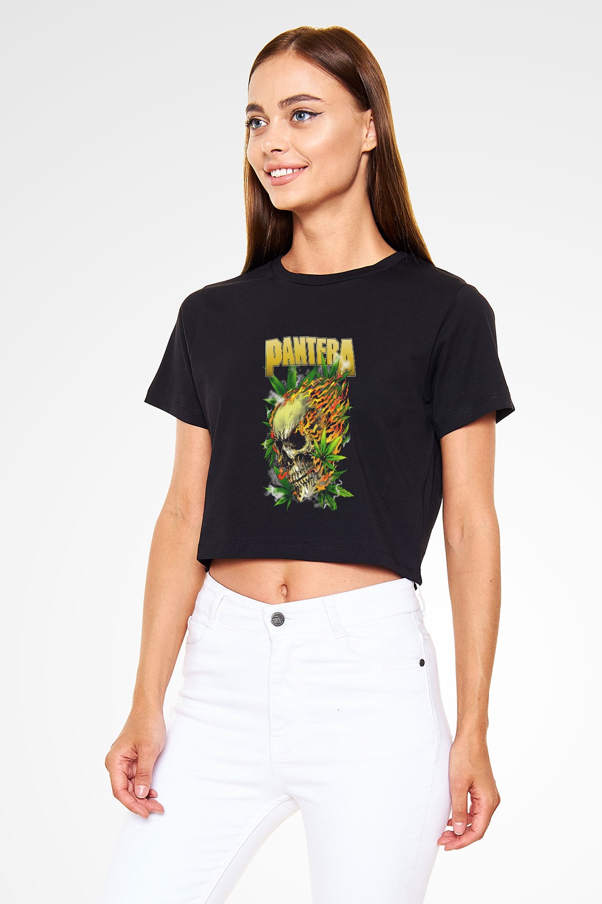 Pantera Siyah Crop Top Tişört