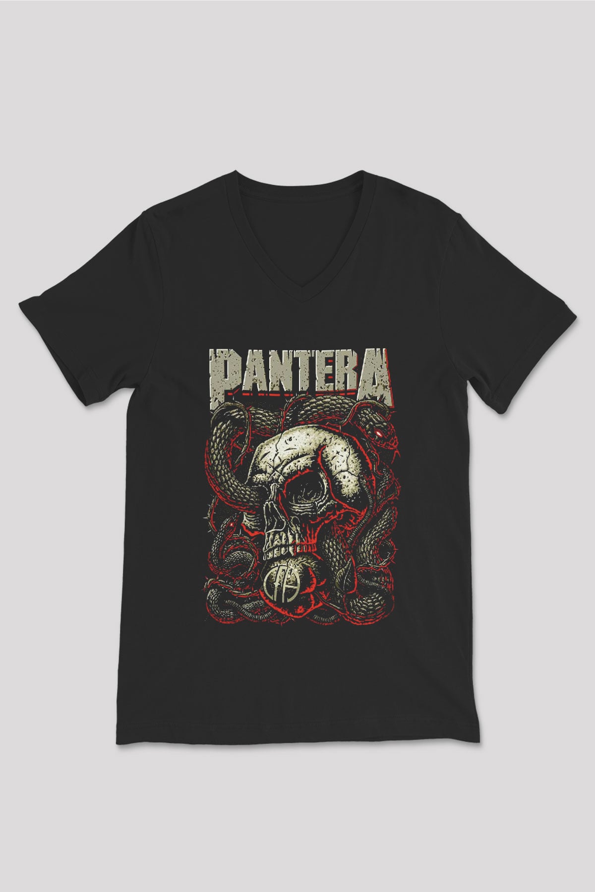 Pantera Siyah Unisex V Yaka Tişört T-Shirt