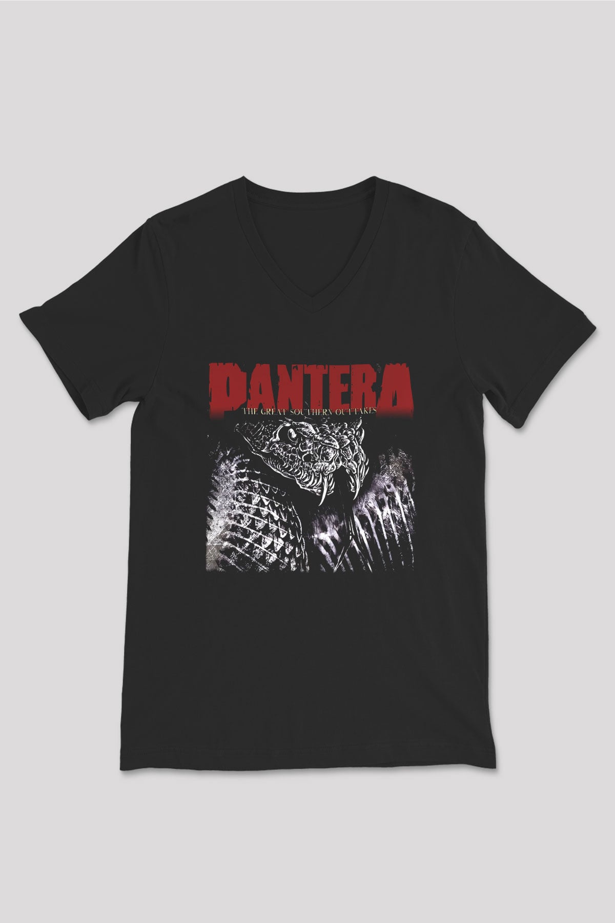 Pantera Siyah Unisex V Yaka Tişört T-Shirt