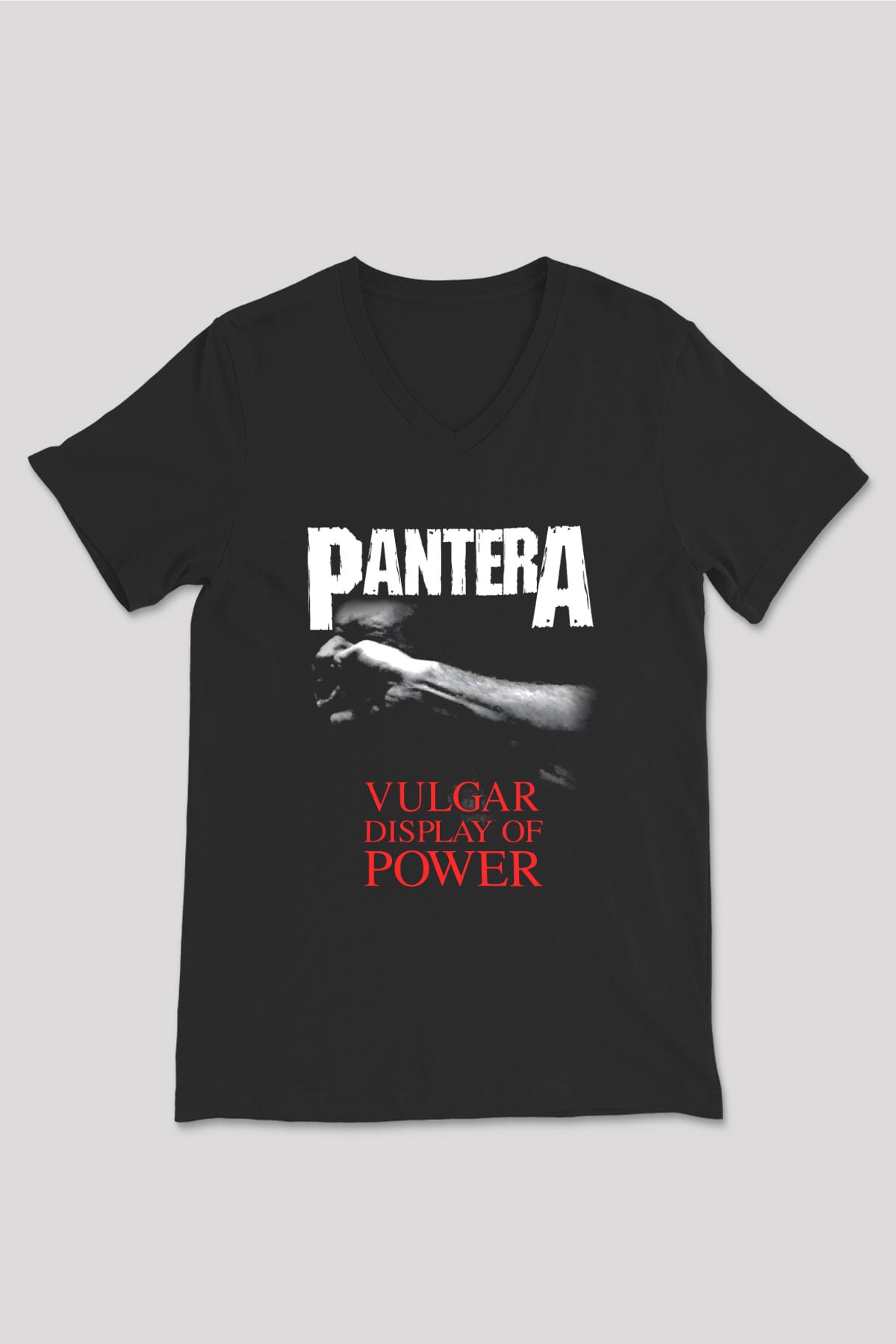 Pantera Siyah Unisex V Yaka Tişört T-Shirt