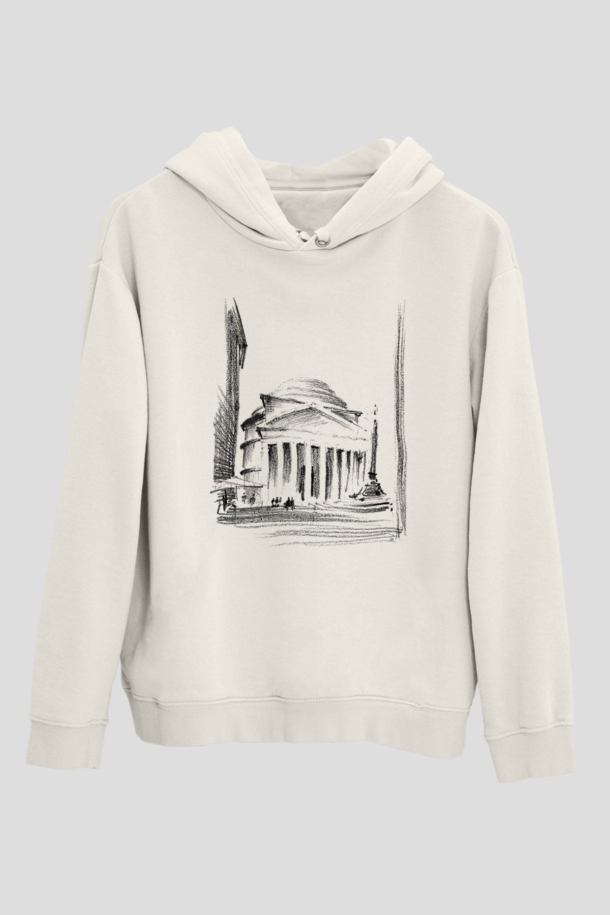 Pantheon Beyaz Unisex Kapşonlu Sweatshirt