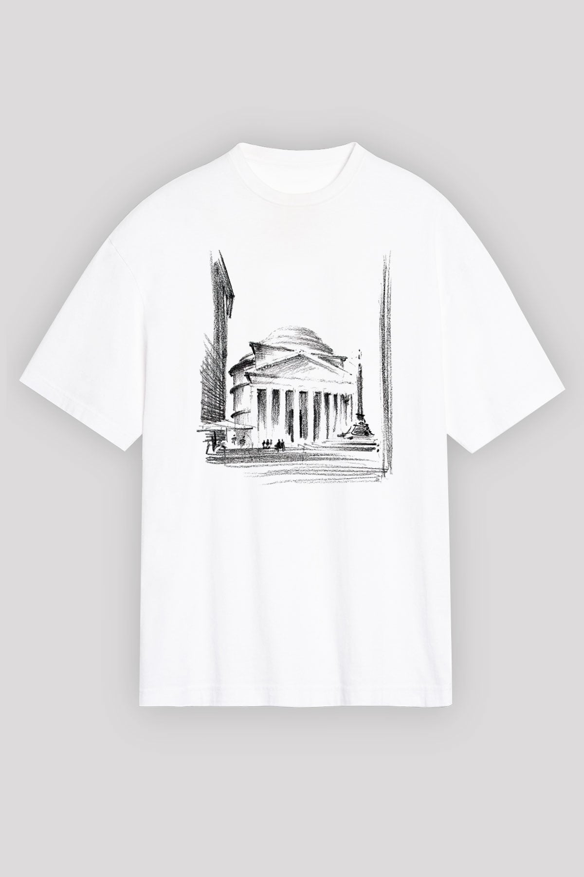 Pantheon Beyaz Unisex Oversize Tişört T-Shirt