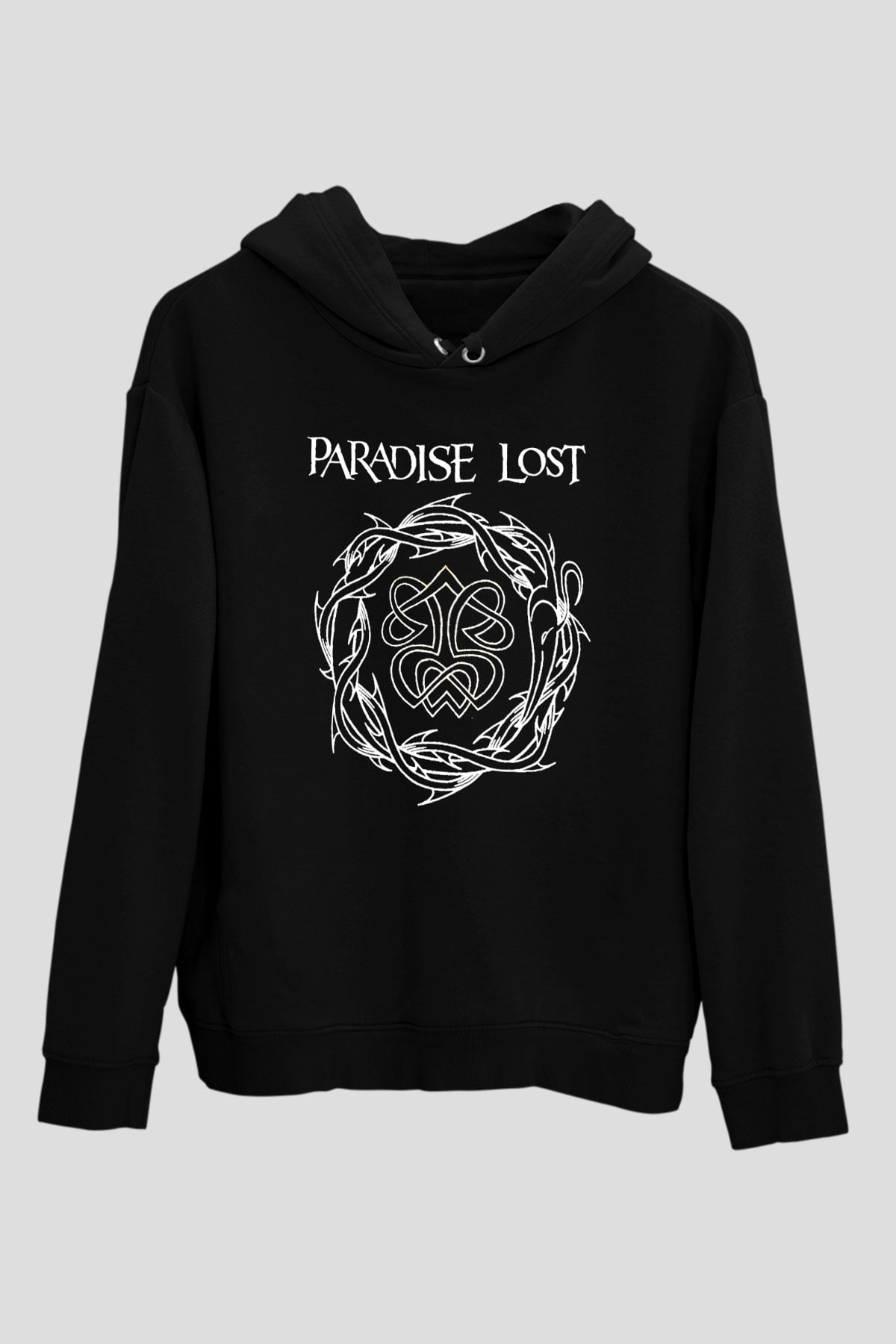 Paradise Lost Baskılı Unisex Siyah Kapüşonlu Sweatshirt