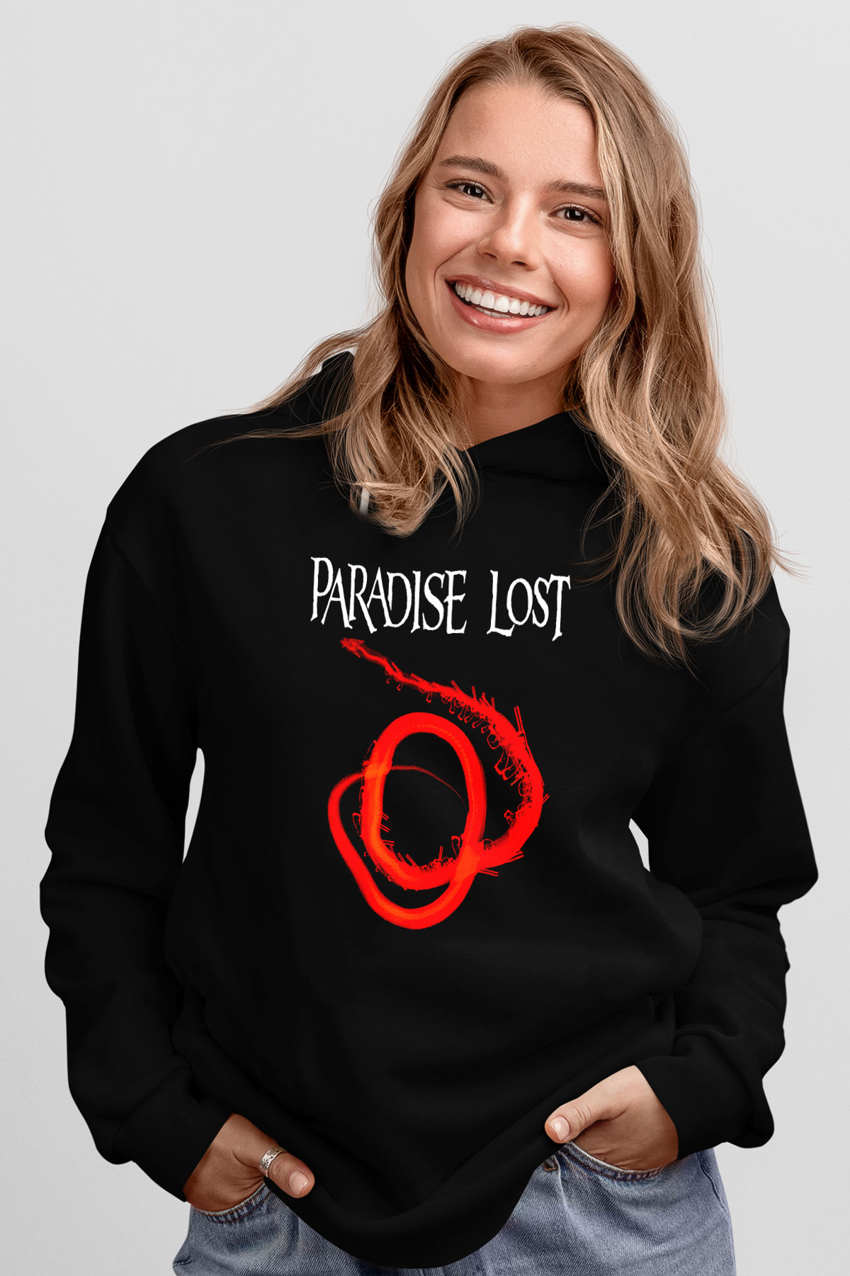 Paradise Lost Baskılı Unisex Siyah Kapüşonlu Sweatshirt