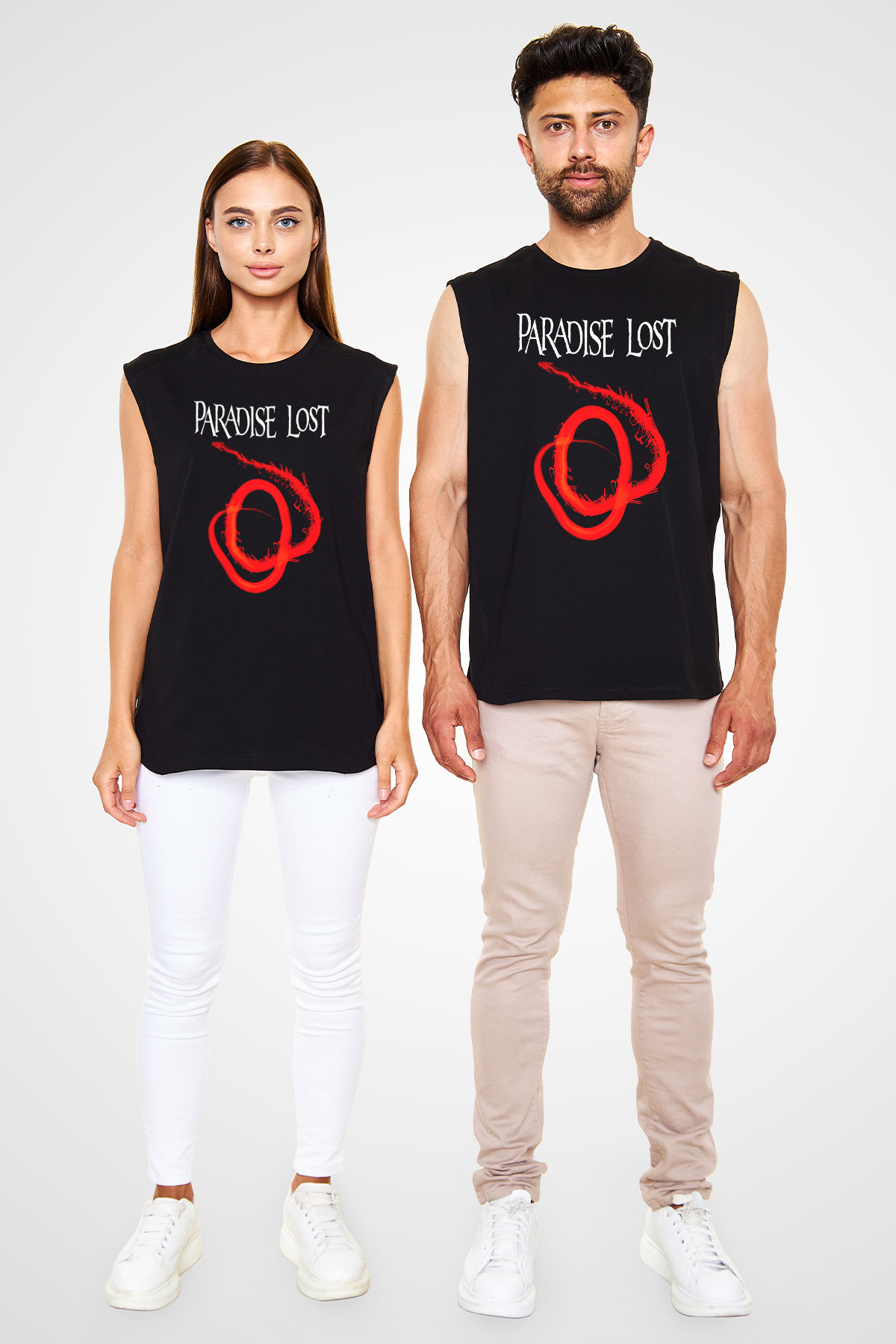 Paradise Lost Baskılı Unisex Siyah Kolsuz Tişört - Tshirt