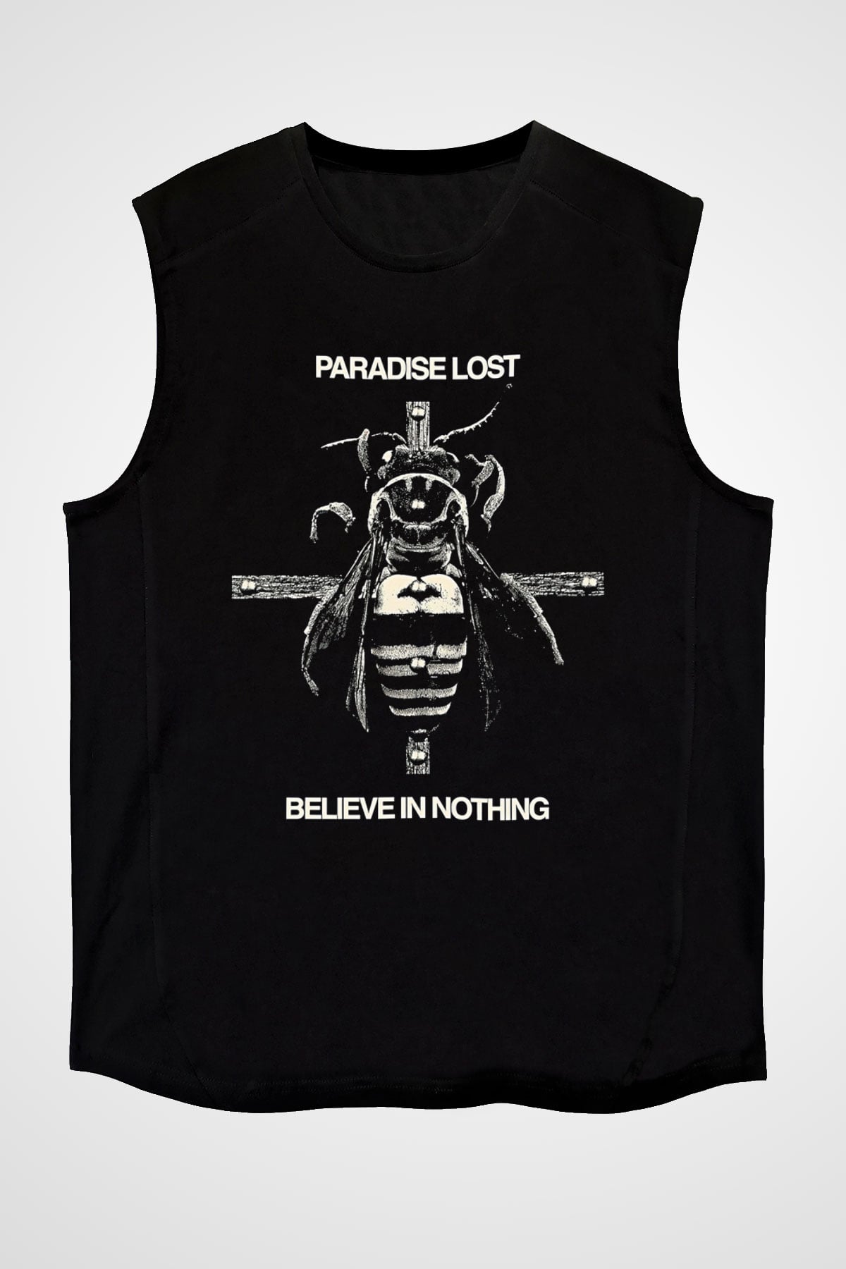 Paradise Lost Baskılı Unisex Siyah Kolsuz Tişört - Tshirt