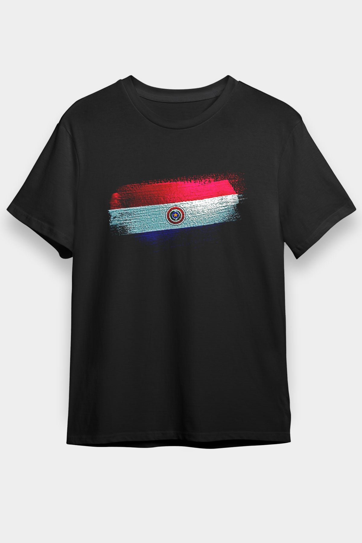 Paraguay Bayrağı Baskılı Unisex Siyah Tişört