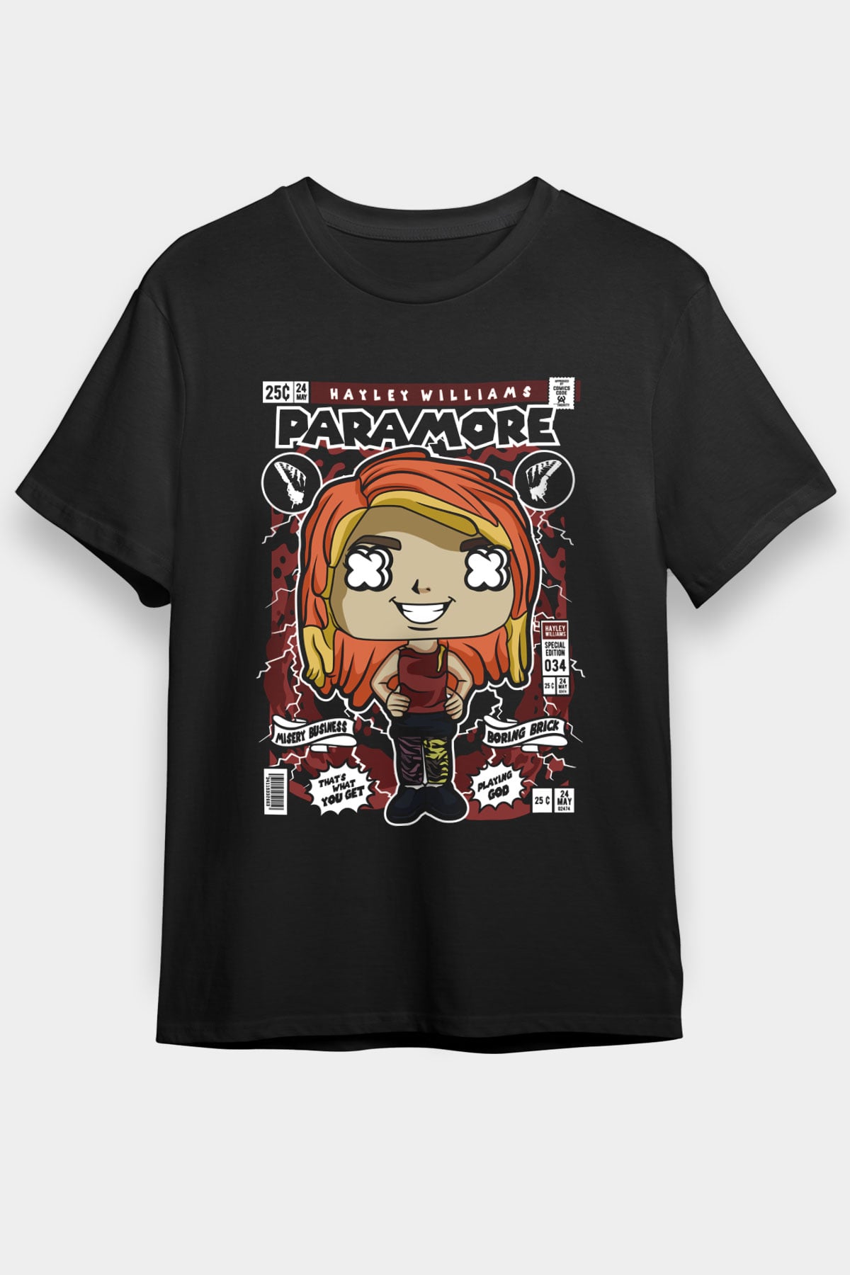 Paramore Hayley Williams Baskılı Unisex Siyah Tişört