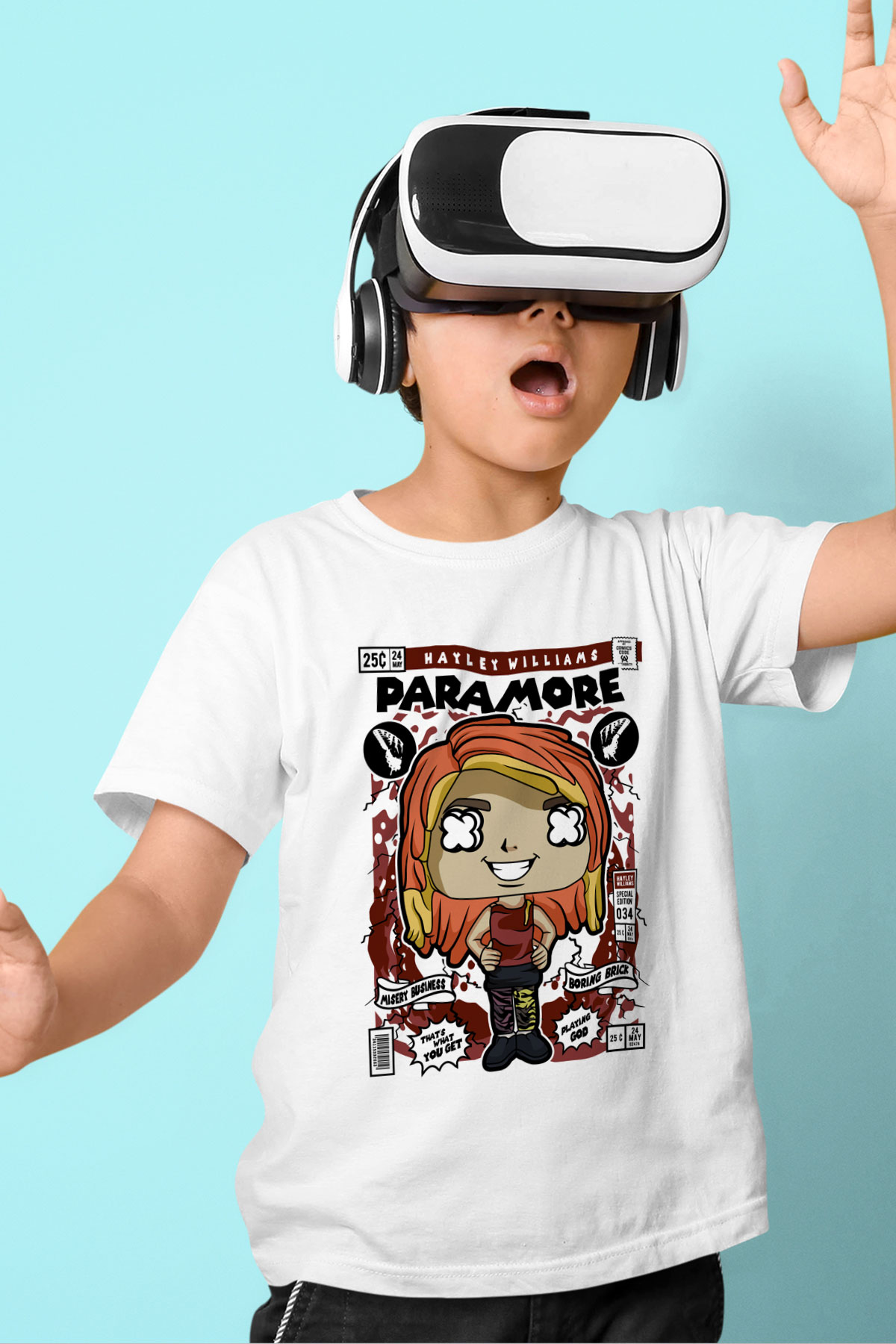 Paramore Hayley Williams Baskılı Unisex Beyaz Çocuk Tişört