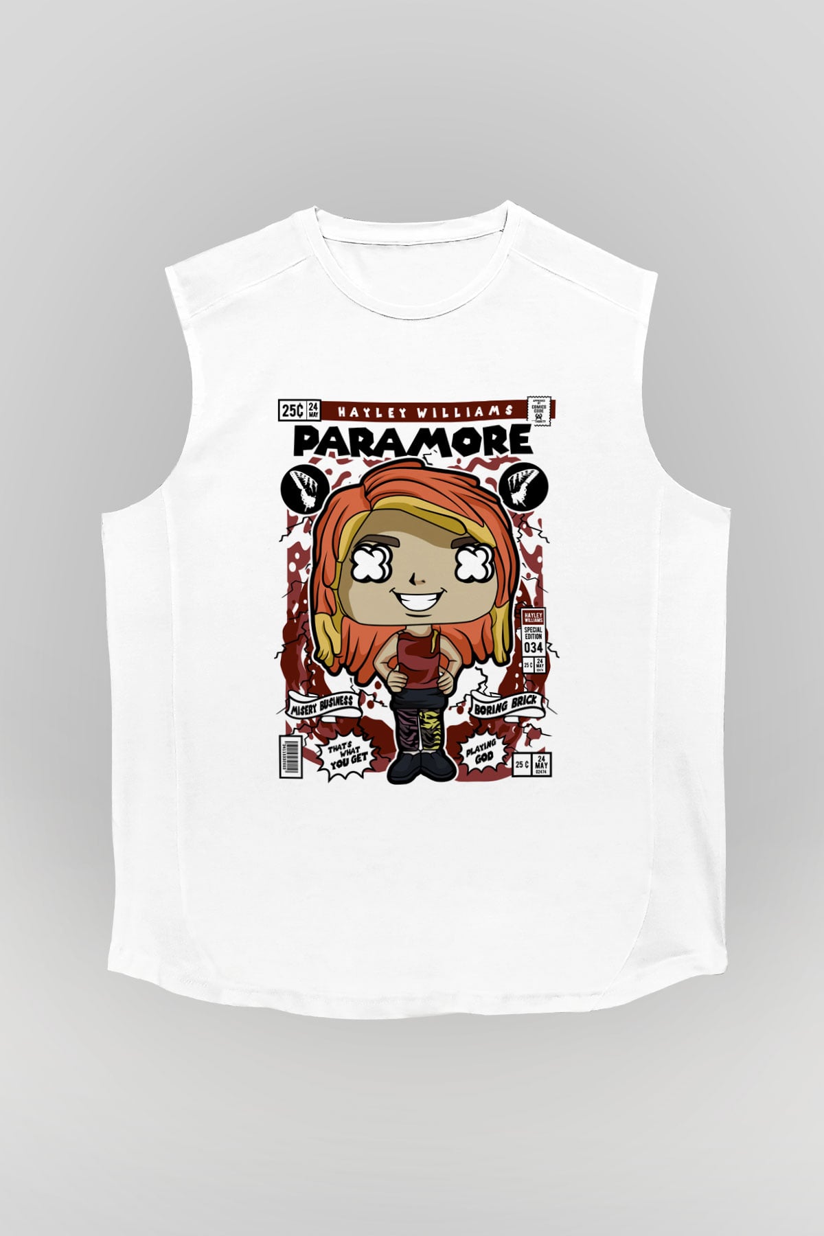 Paramore Hayley Williams Baskılı Unisex Beyaz Kolsuz Tişört