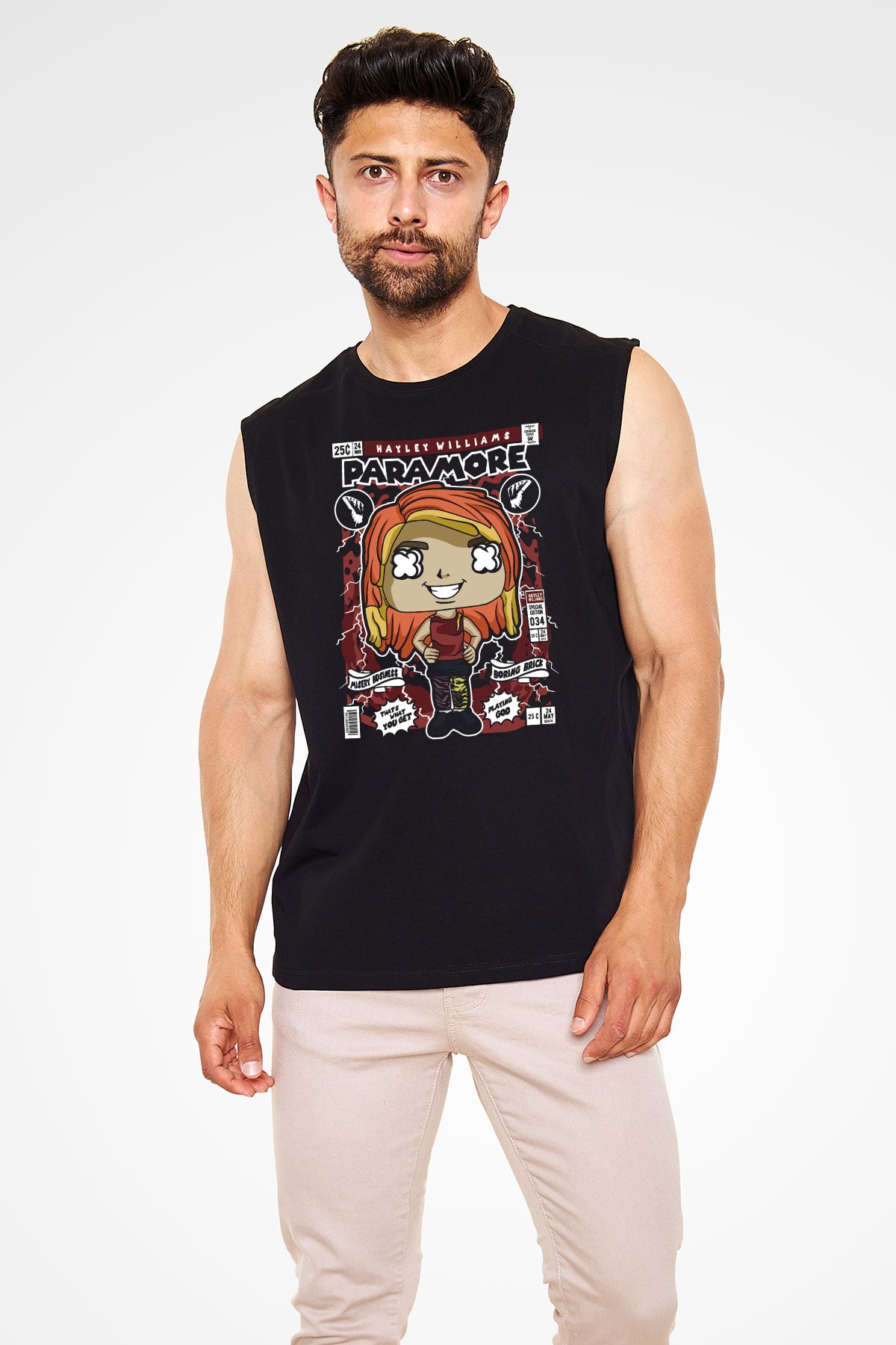 Paramore Hayley Williams Baskılı Unisex Siyah Kolsuz Tişört