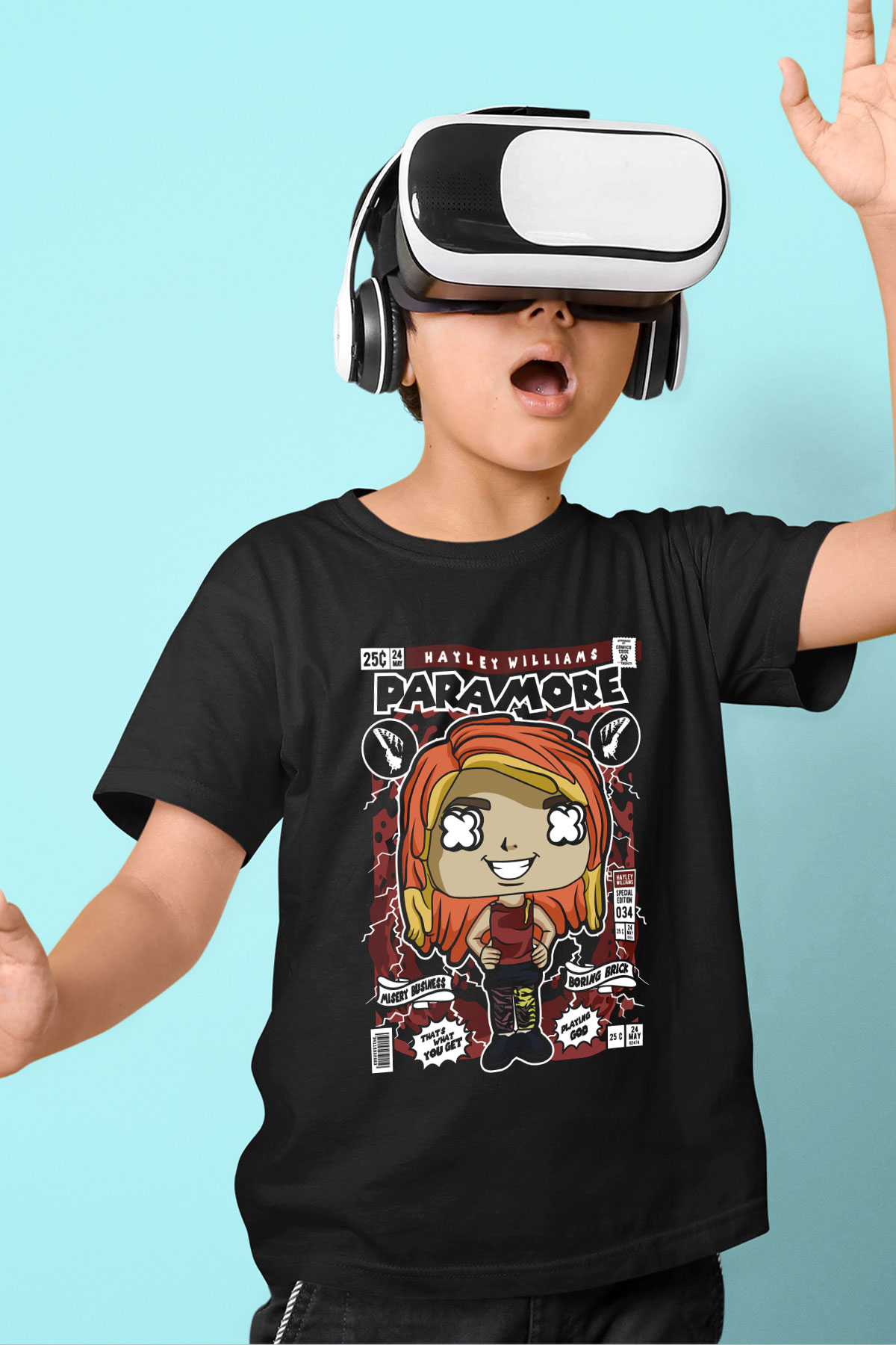 Paramore Hayley Williams Baskılı Unisex Siyah Çocuk Tişört