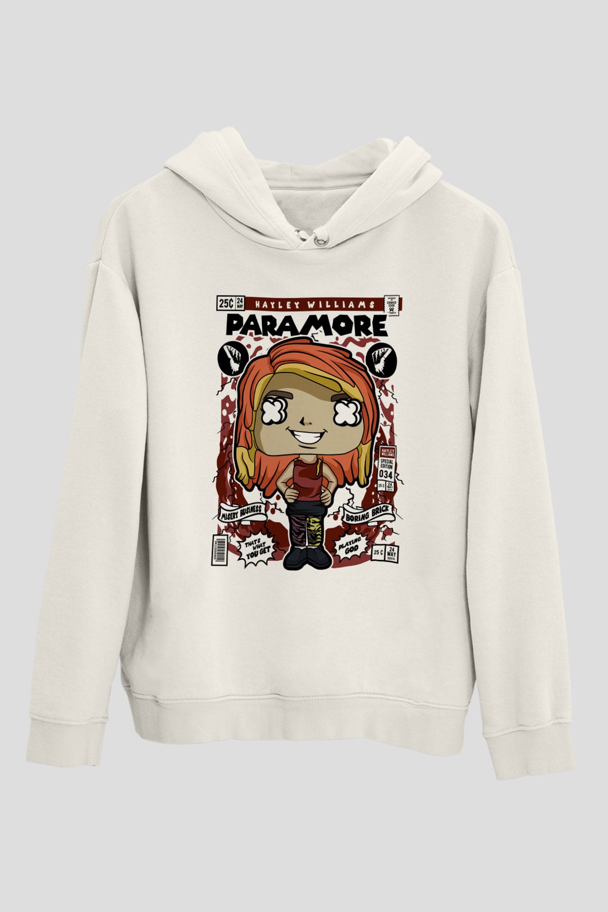 Paramore Hayley Williams Baskılı Unisex Beyaz Hoodie
