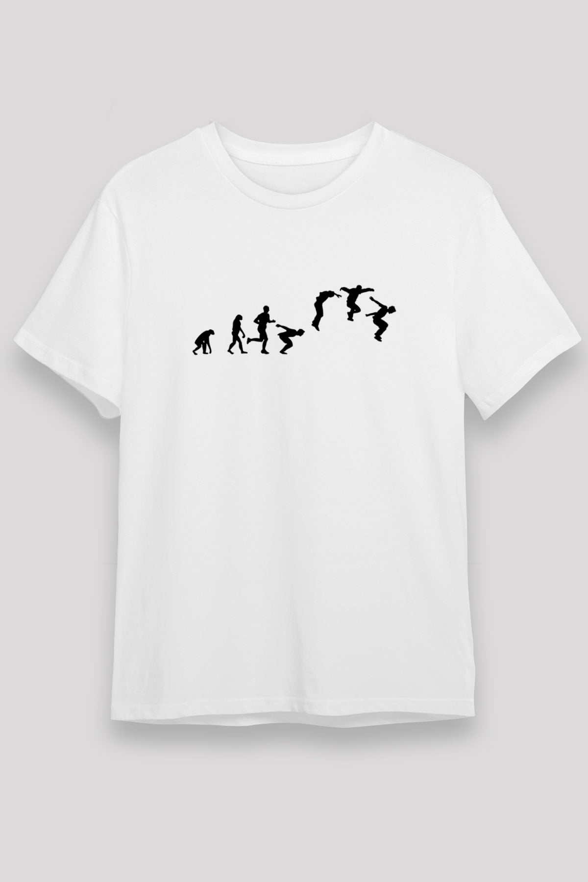 Parkour Baskılı Unisex Beyaz Tişört - Tshirt