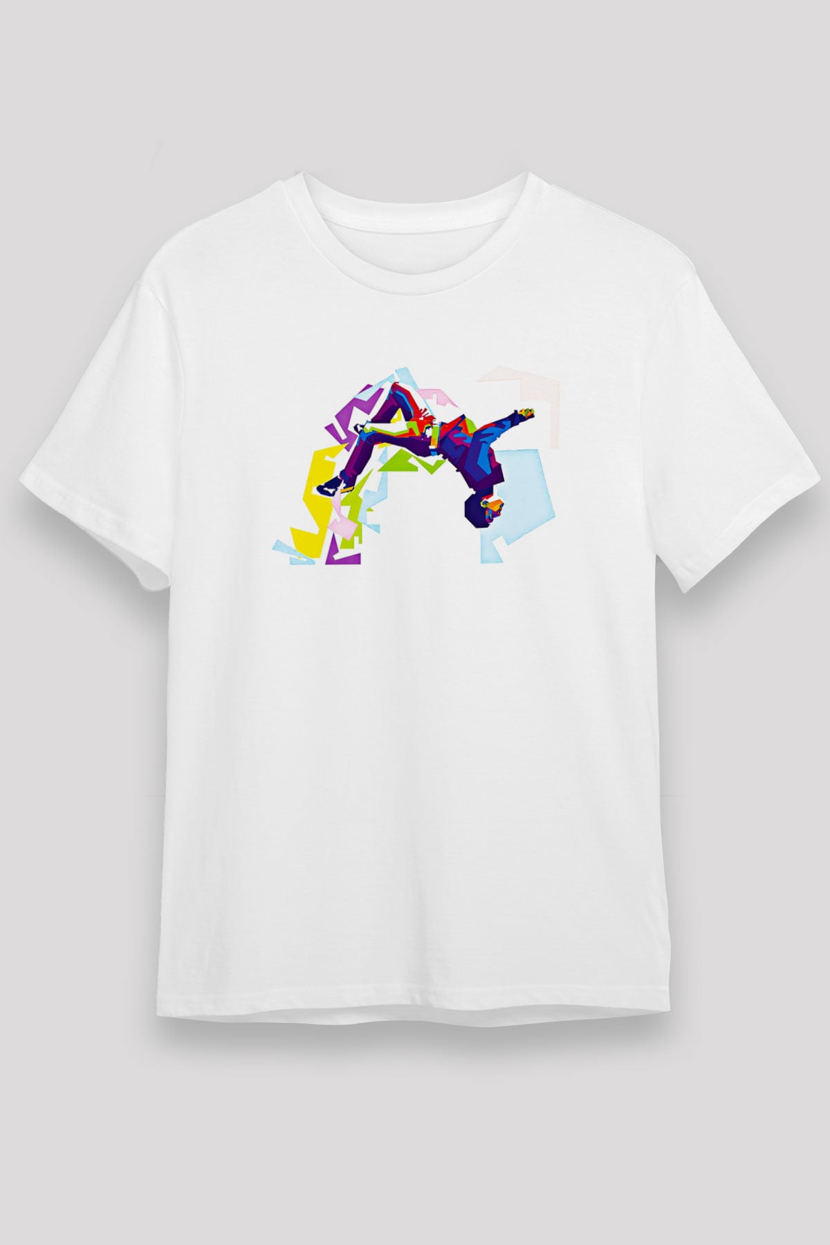 Parkour Baskılı Unisex Beyaz Tişört - Tshirt