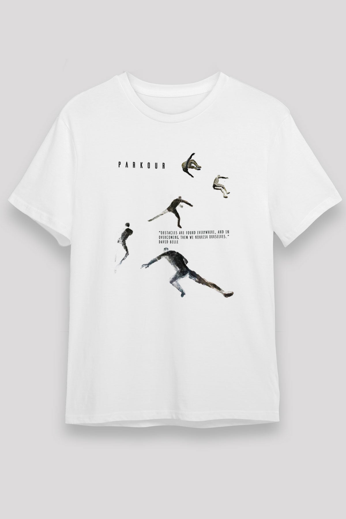 Parkour Baskılı Unisex Beyaz Tişört - Tshirt