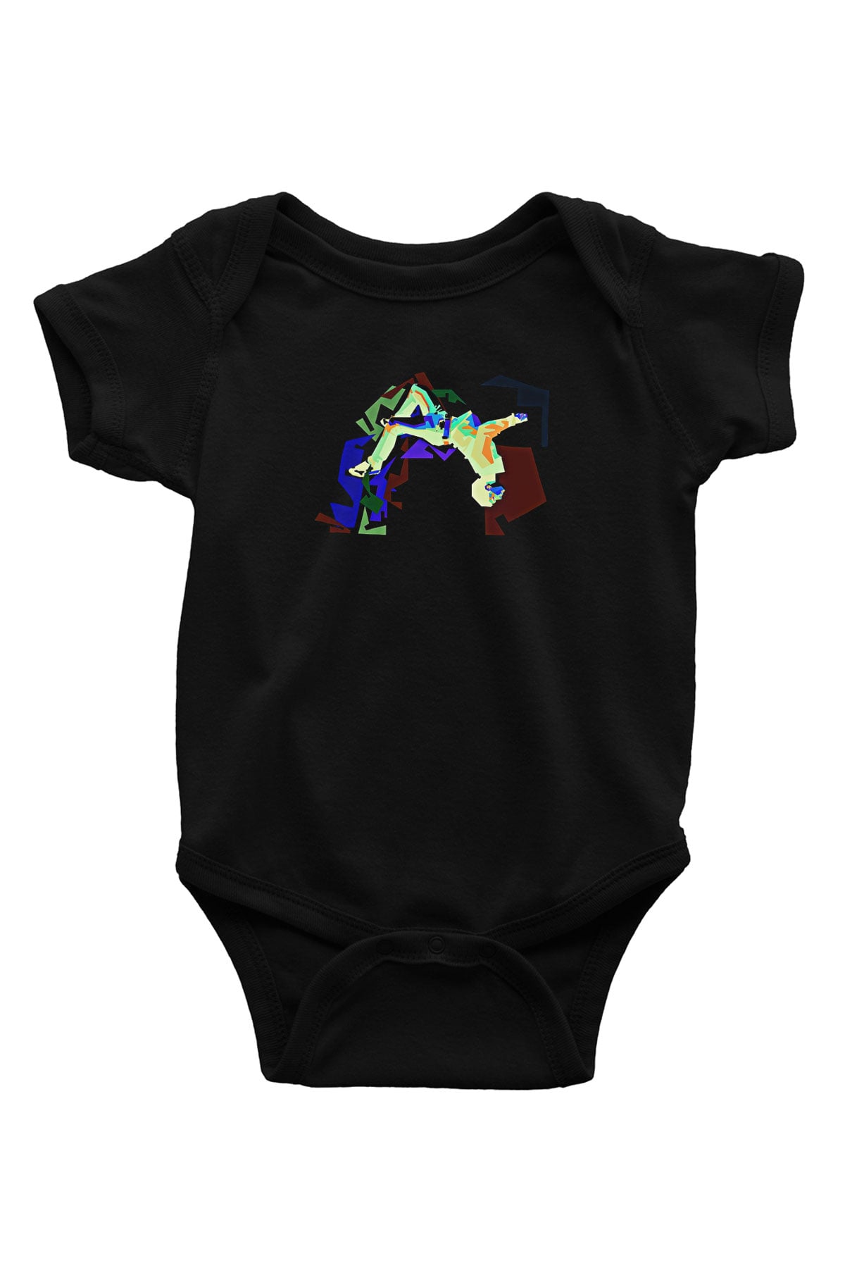 Parkour Baskılı Unisex Siyah Bebek Body - Zıbın