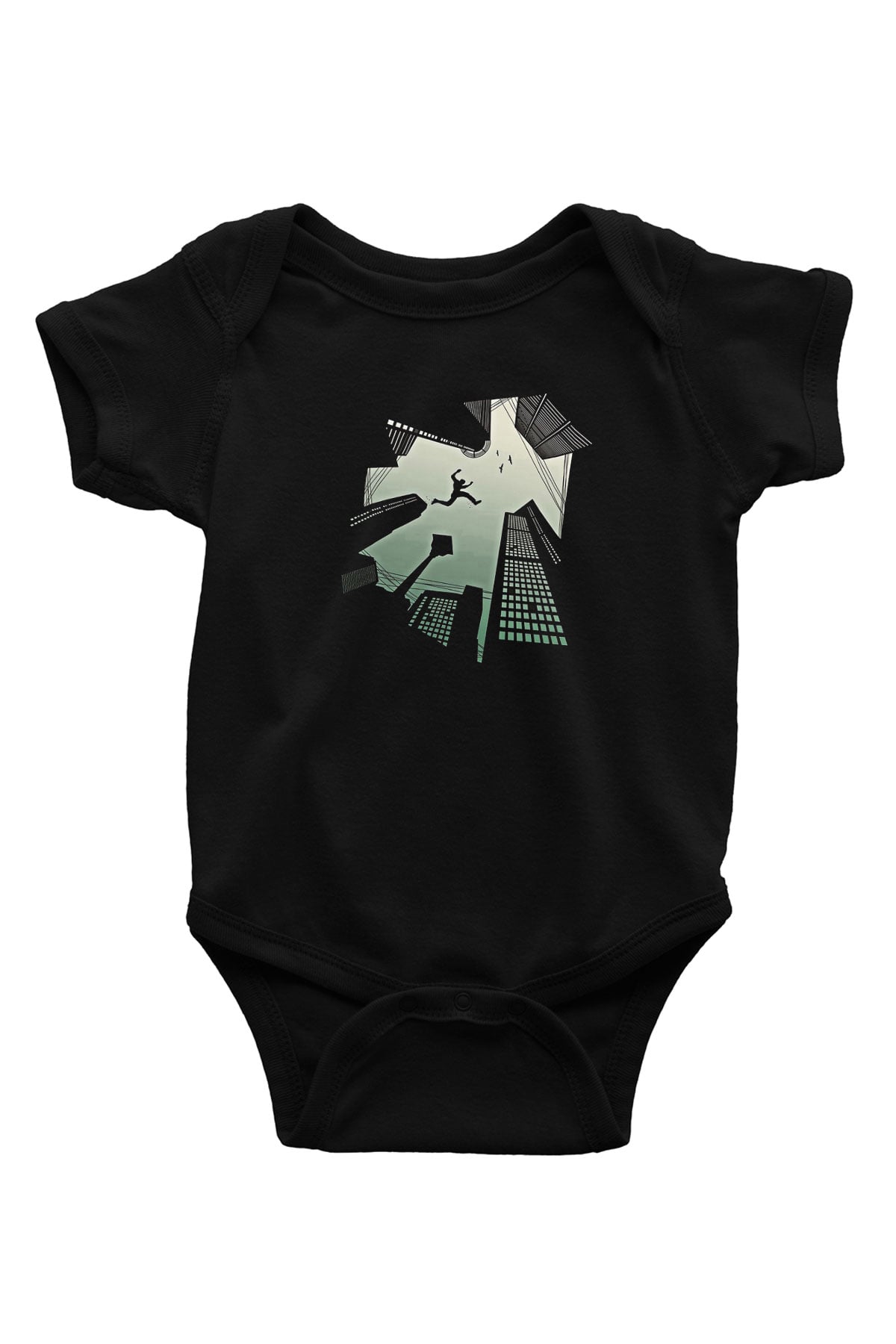 Parkour Baskılı Unisex Siyah Bebek Body - Zıbın