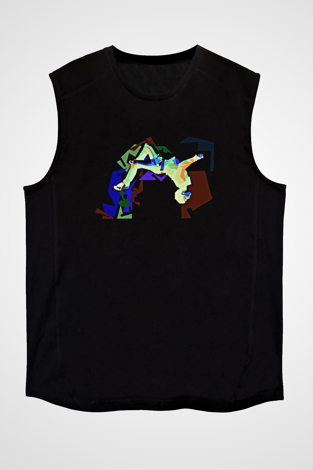 Parkour Baskılı Unisex Siyah Kolsuz Tişört