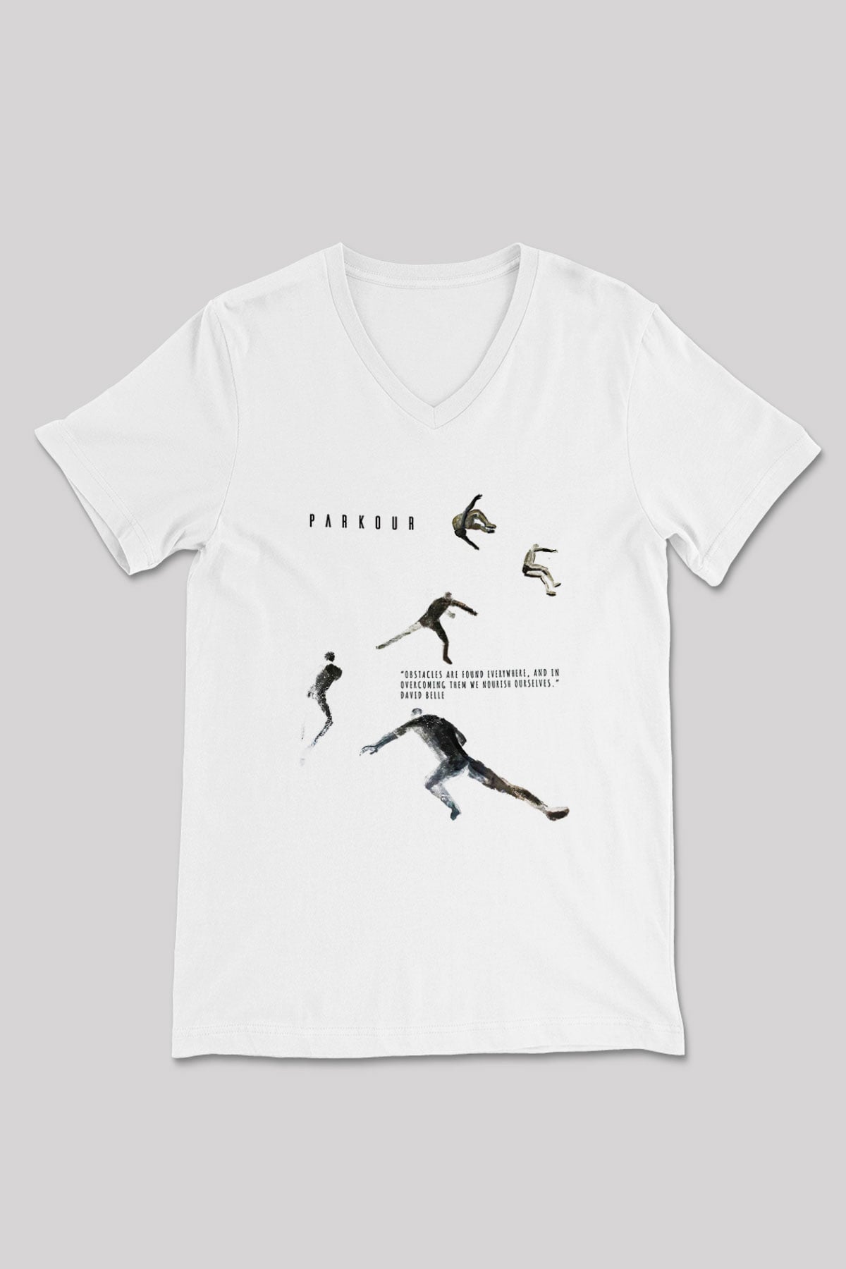 Parkour Baskılı Unisex V Yaka Tişört - Tshirt